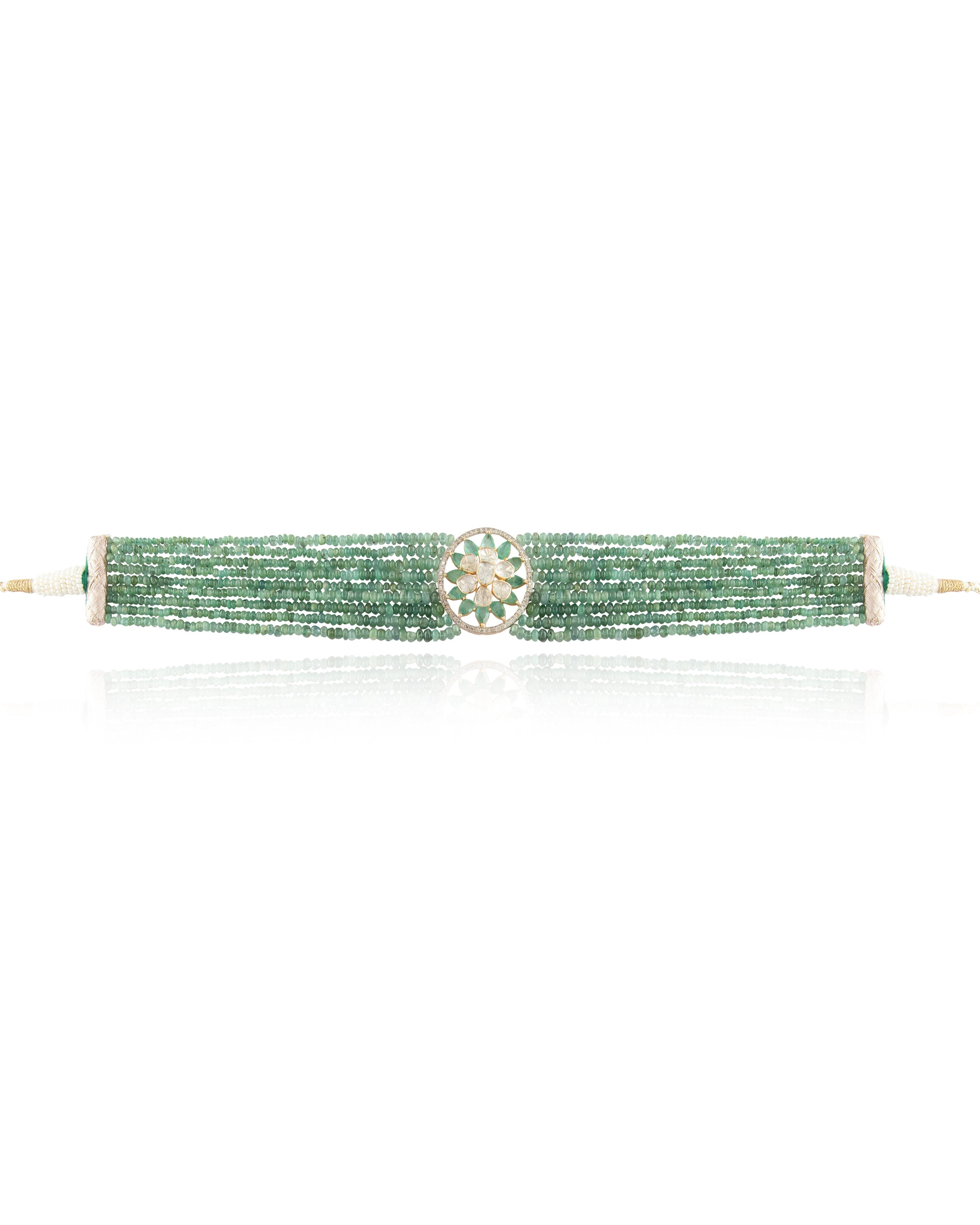 Mahi Polki And Diamond Bead Choker