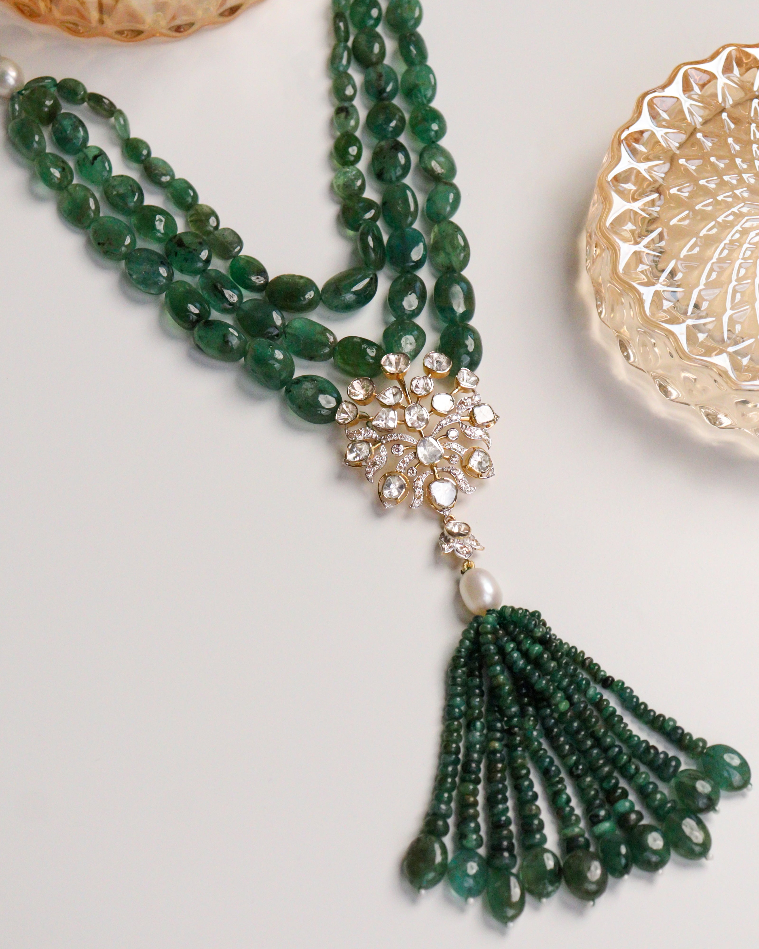 Tanzira Polki And Diamond Bead Pendant