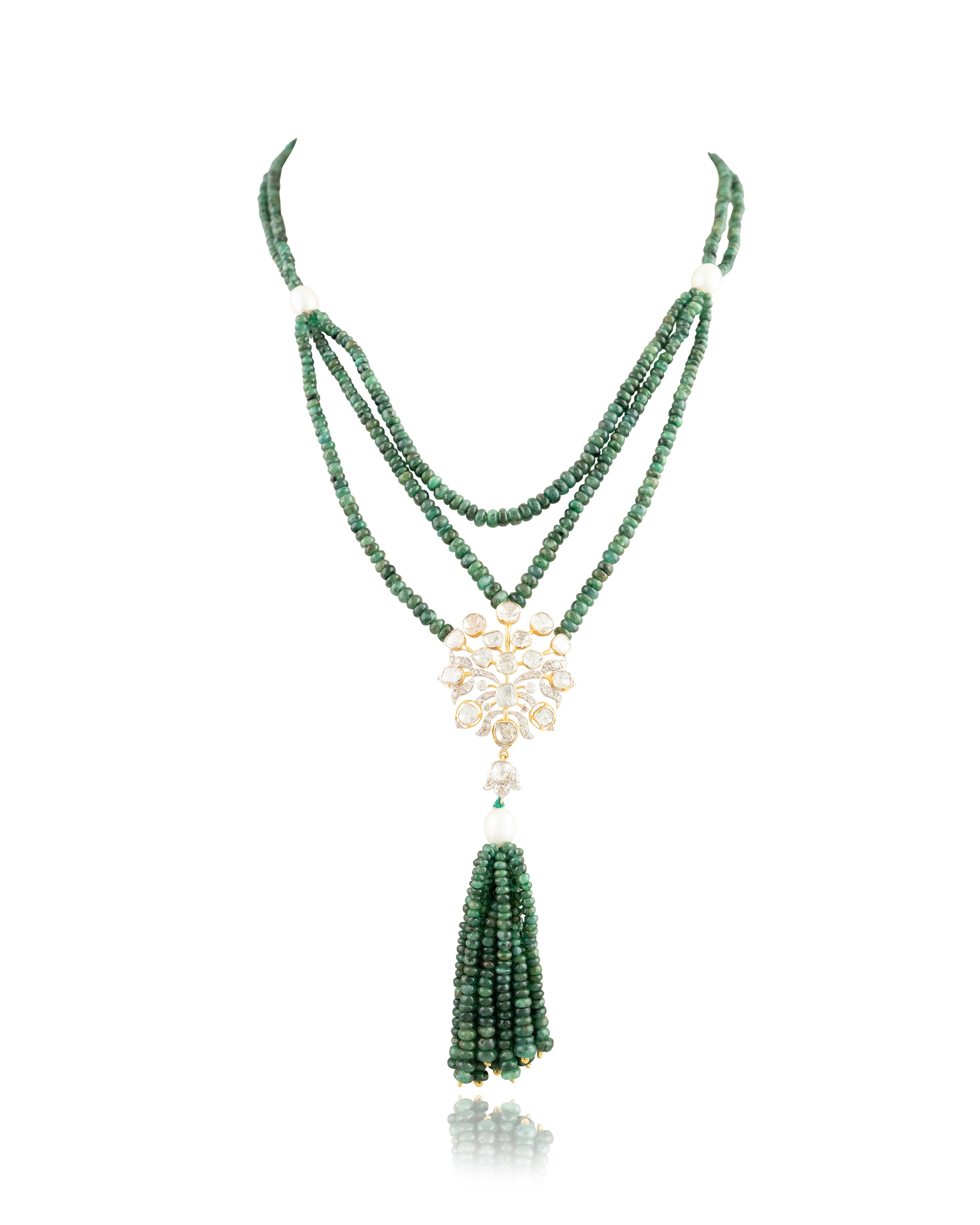 Tanzira Polki And Diamond Bead Pendant