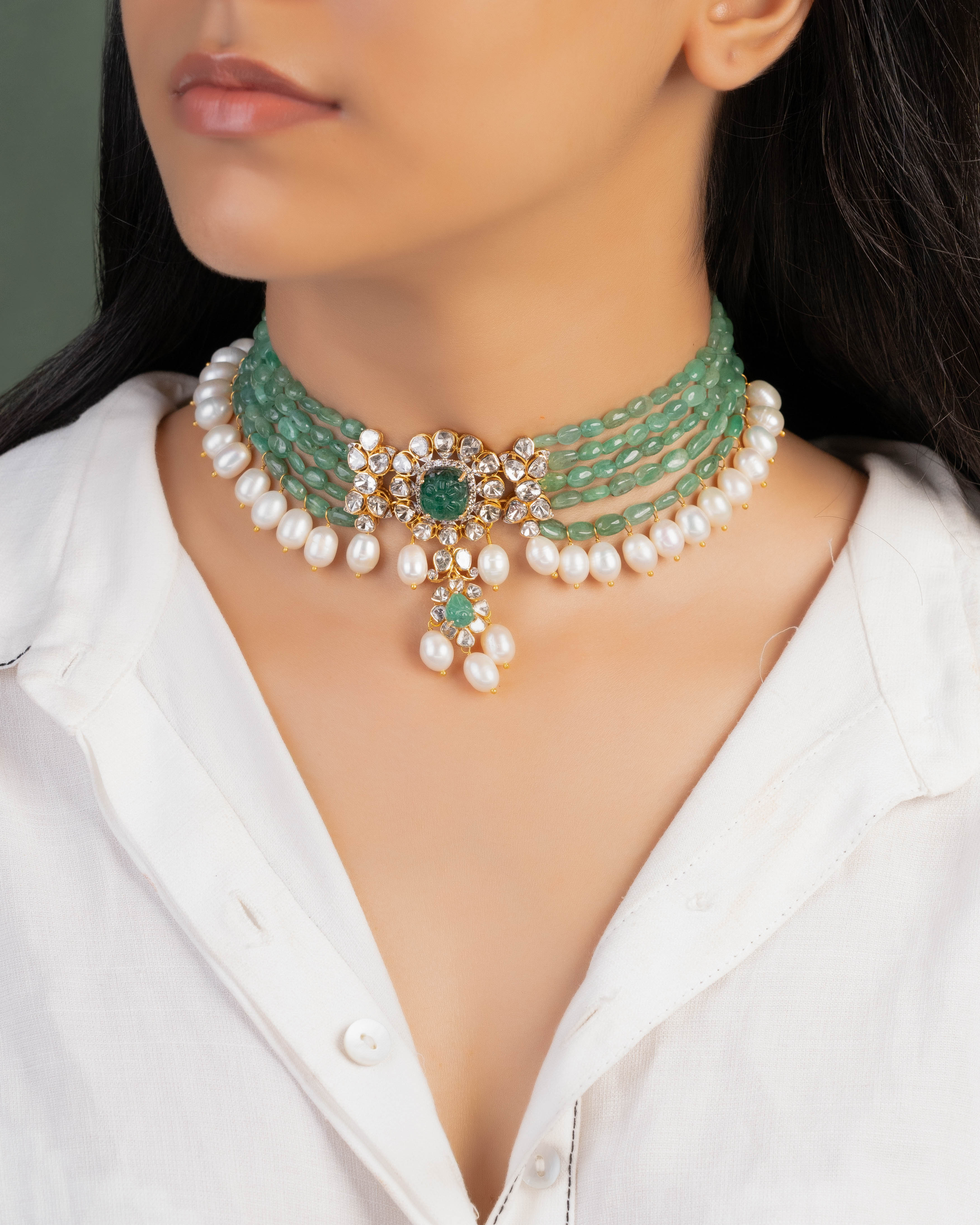 Samara Polki And Diamond Bead Choker