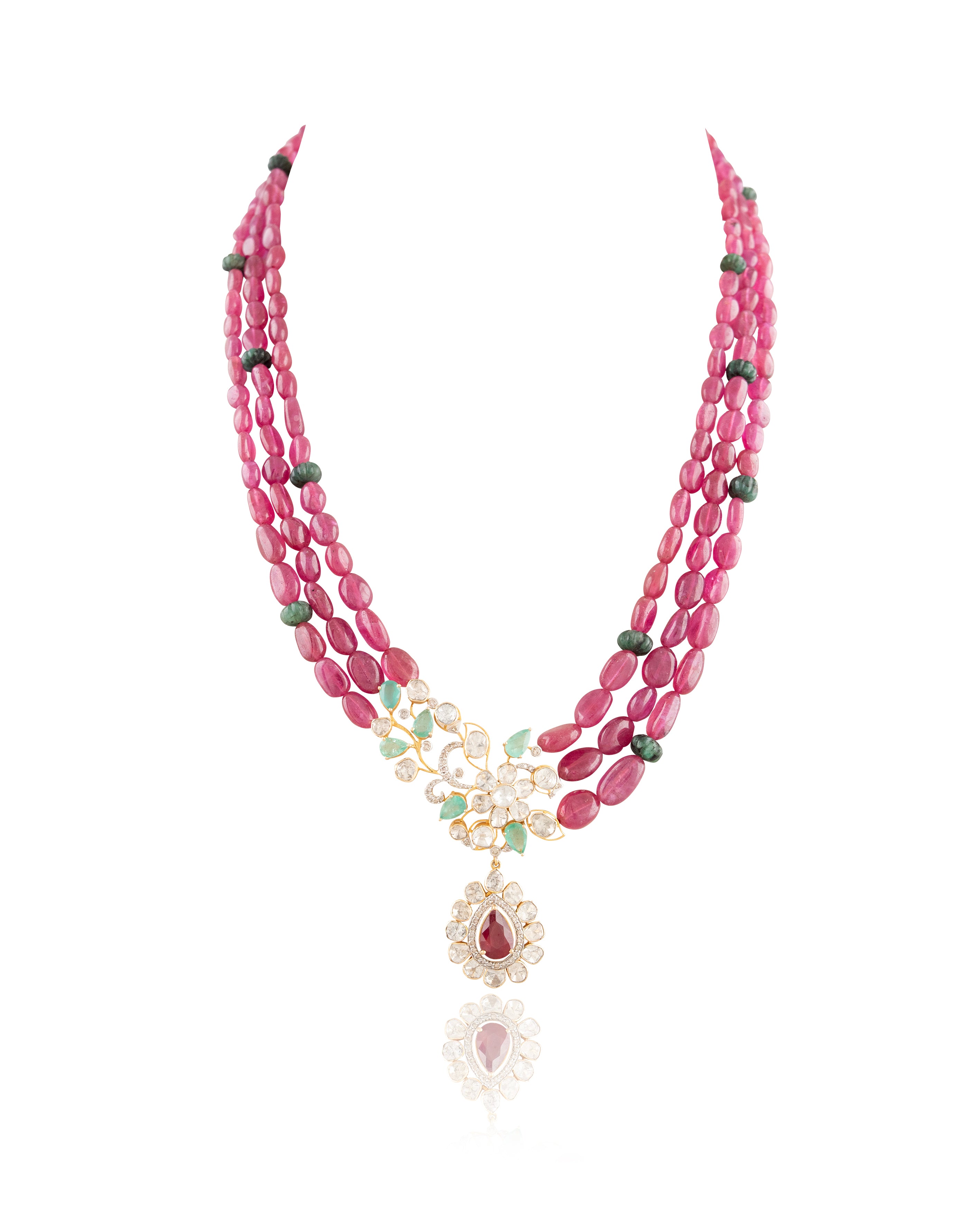 Latif Polki And Diamond Bead Pendant