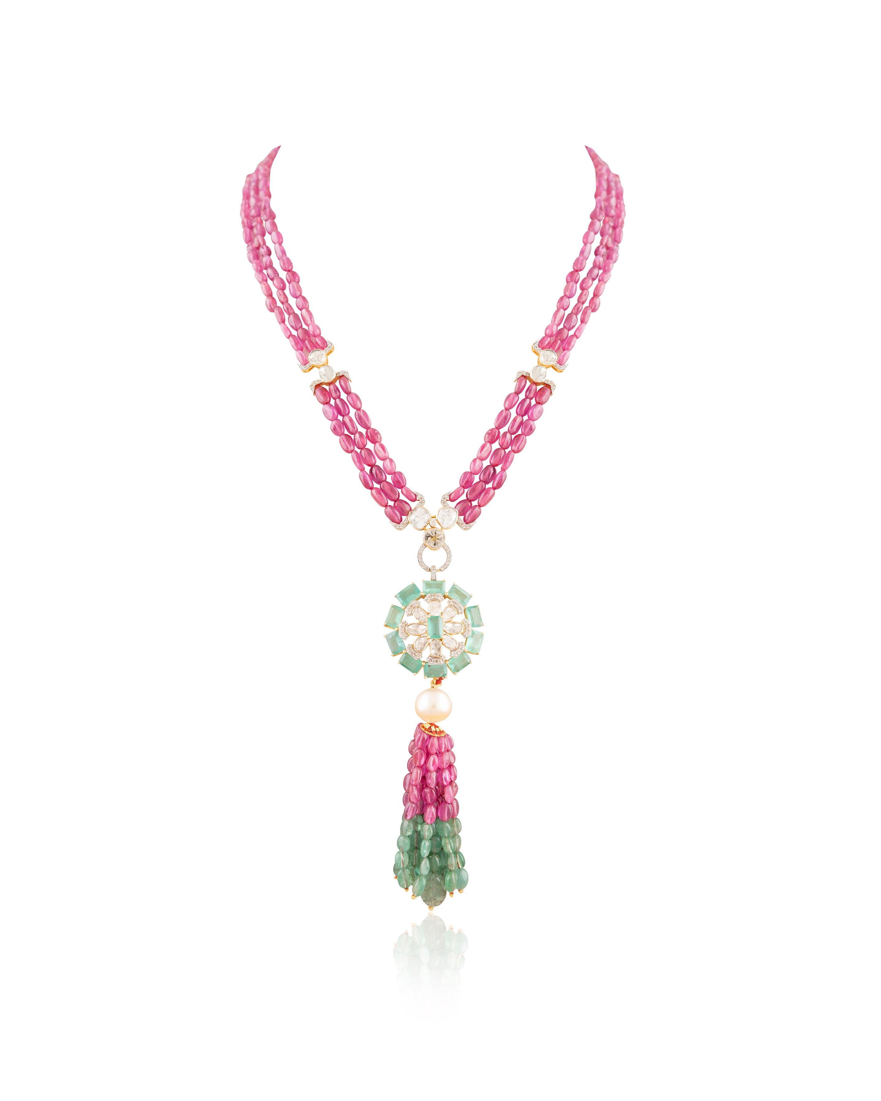 Liv Polki And Diamond Bead Pendant