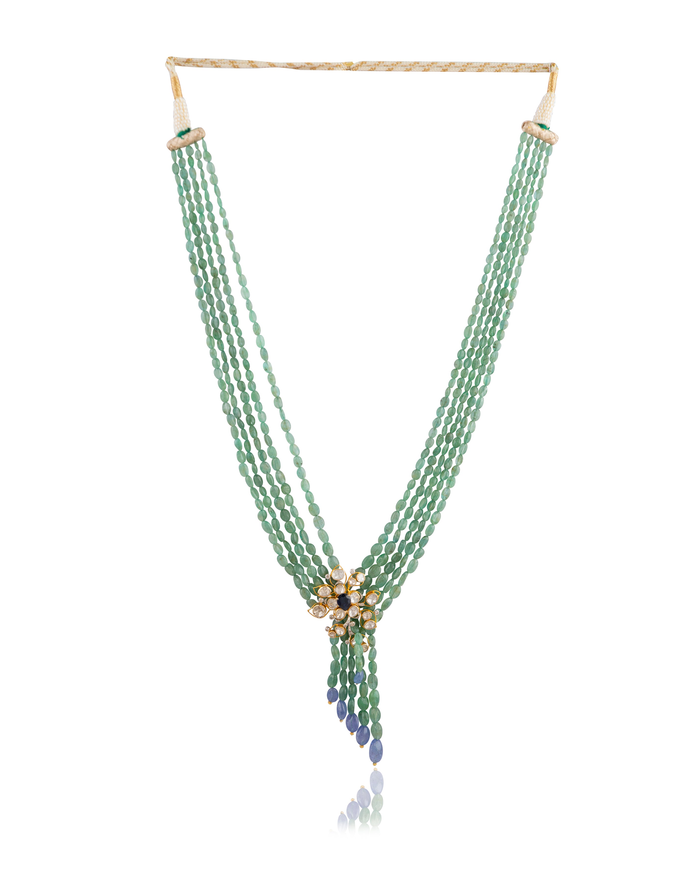 Pushiya Polki And Diamond Bead Pendant