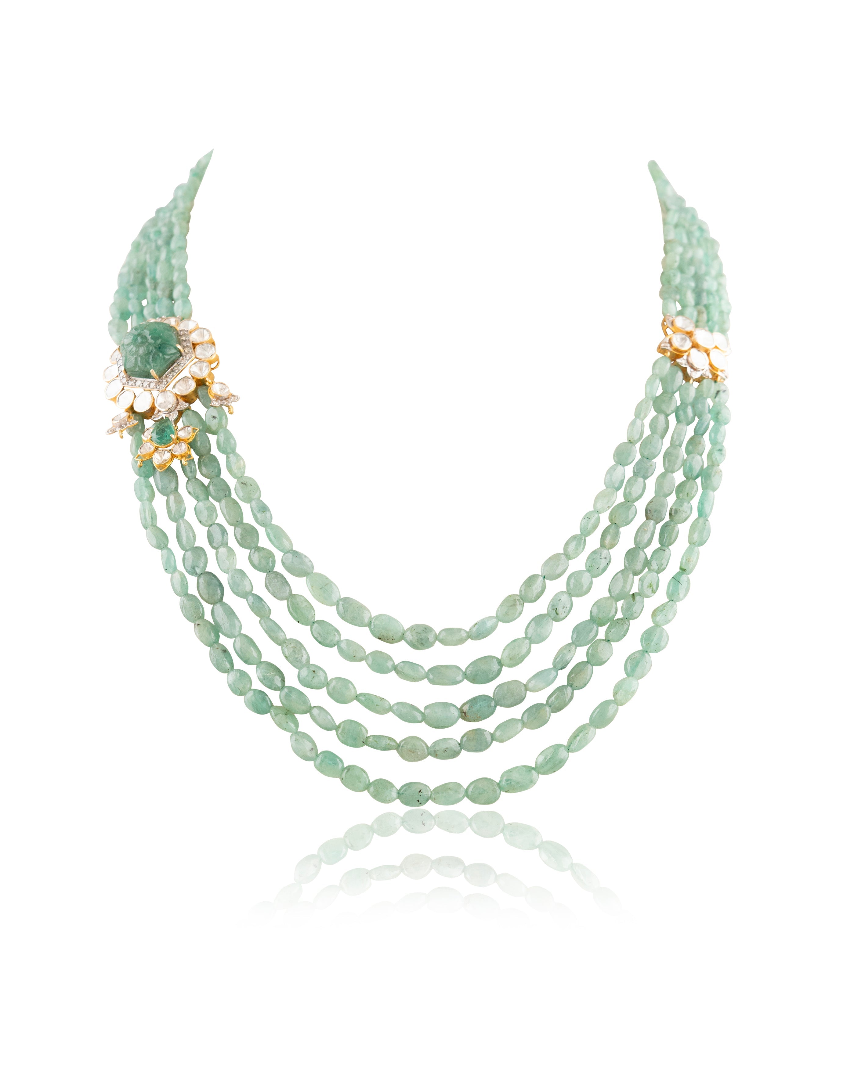 Medha Polki And Diamond Bead Pendant