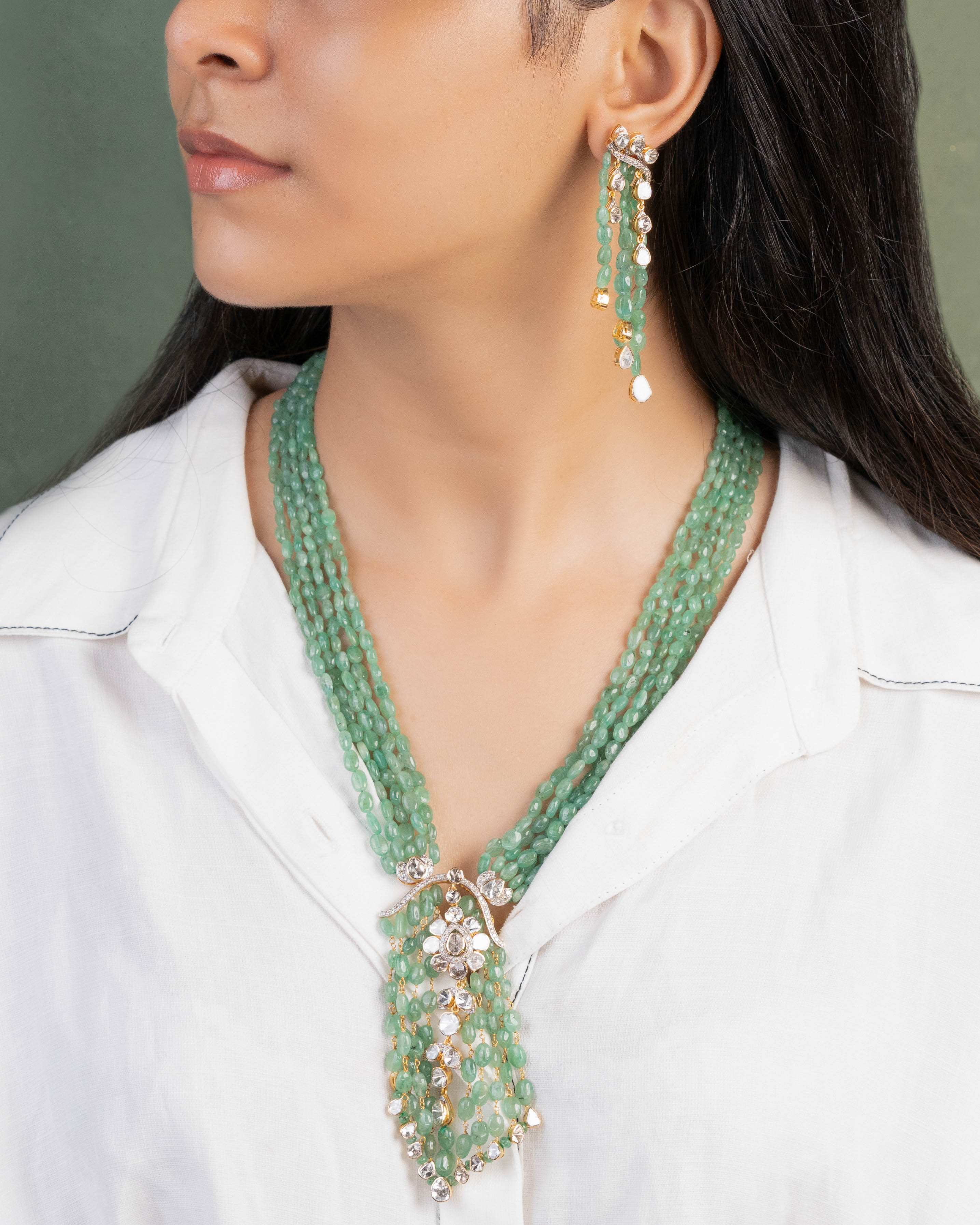 Teena Polki And Diamond Bead Pendant