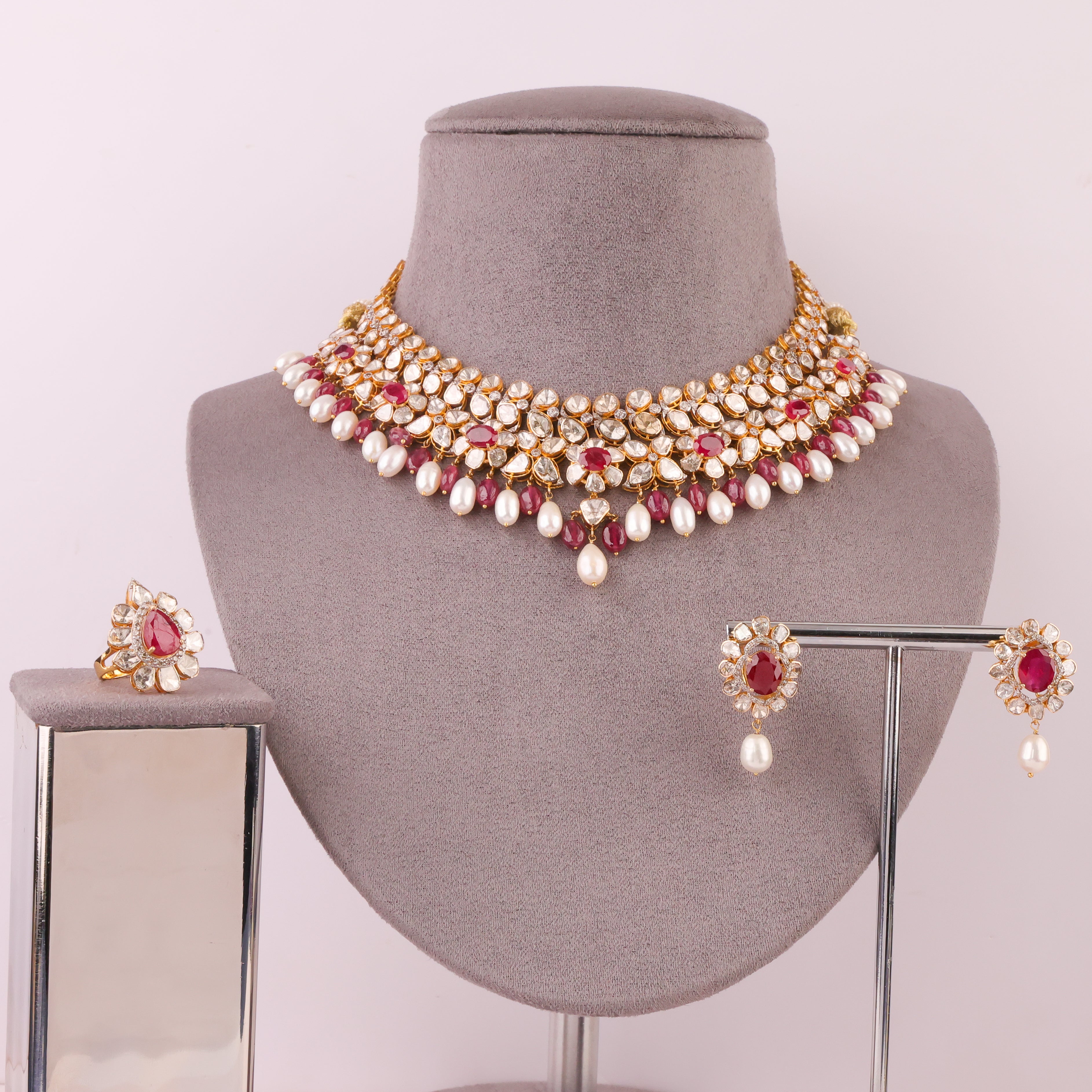 Nadira Bridal Polki And Diamond Set