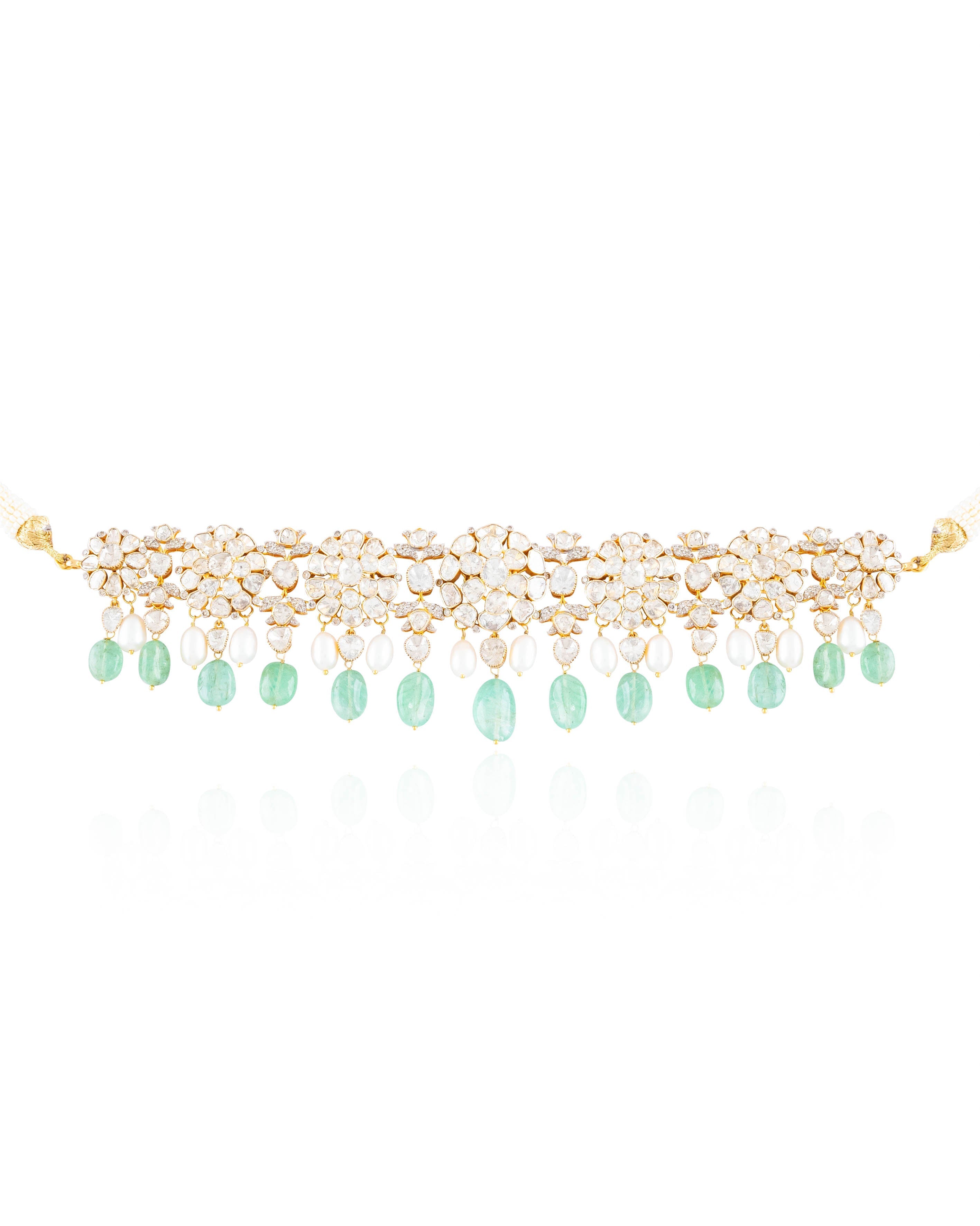 Nida Choker And Sushmita Long Earrings Polki And Diamond Set