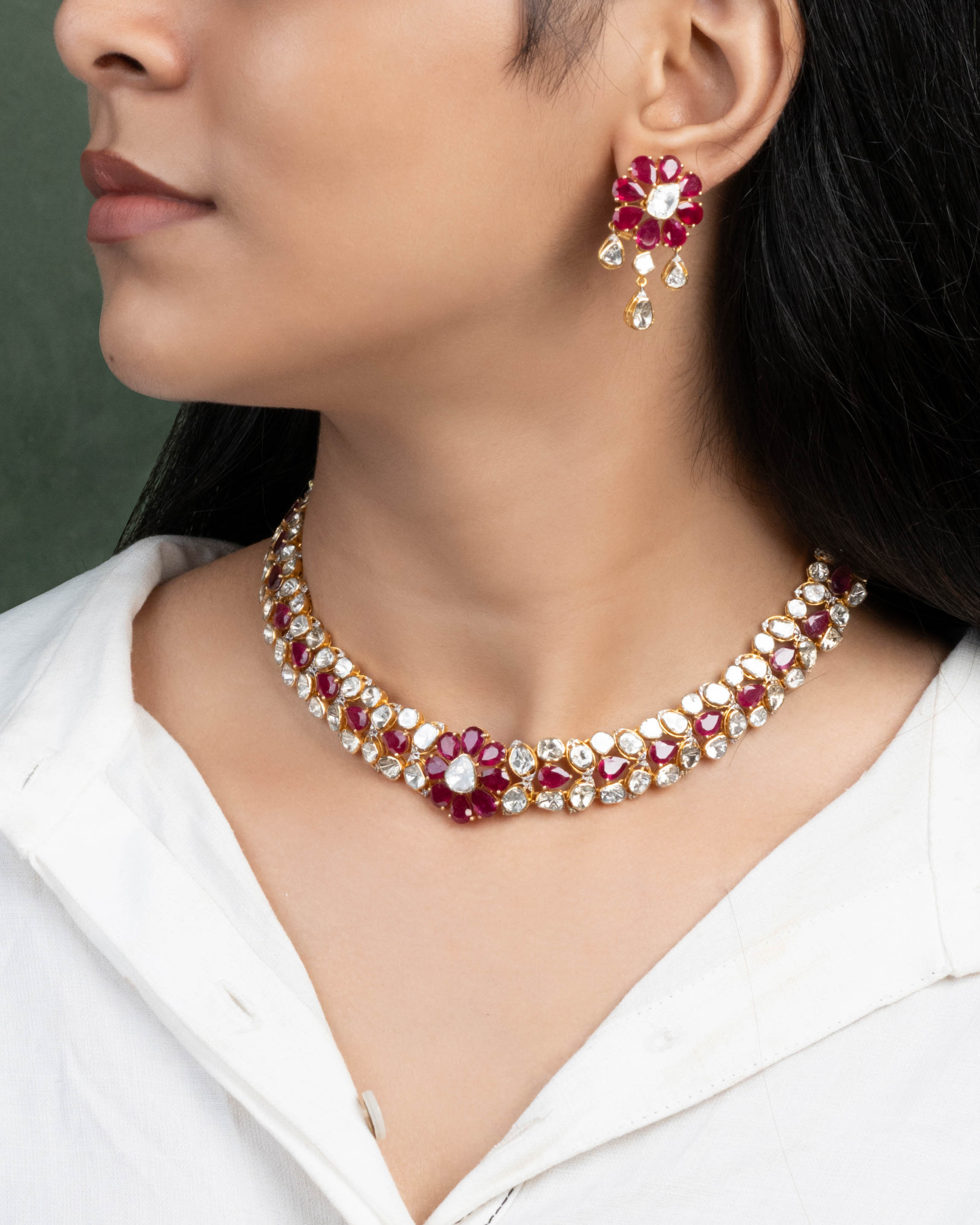 Sneha Polki And Diamond Long Earrings