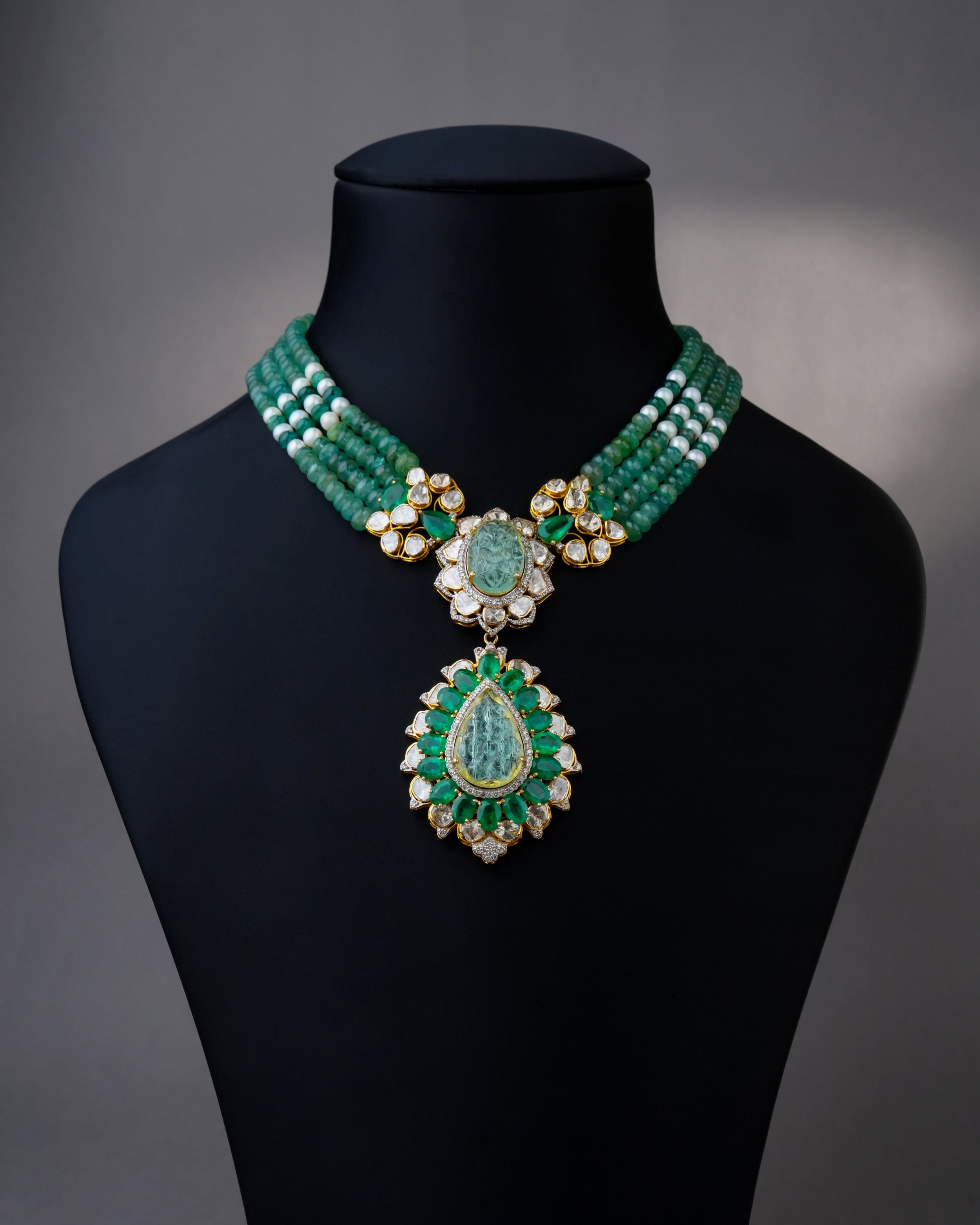 Leena Polki And Diamond Bead Pendant