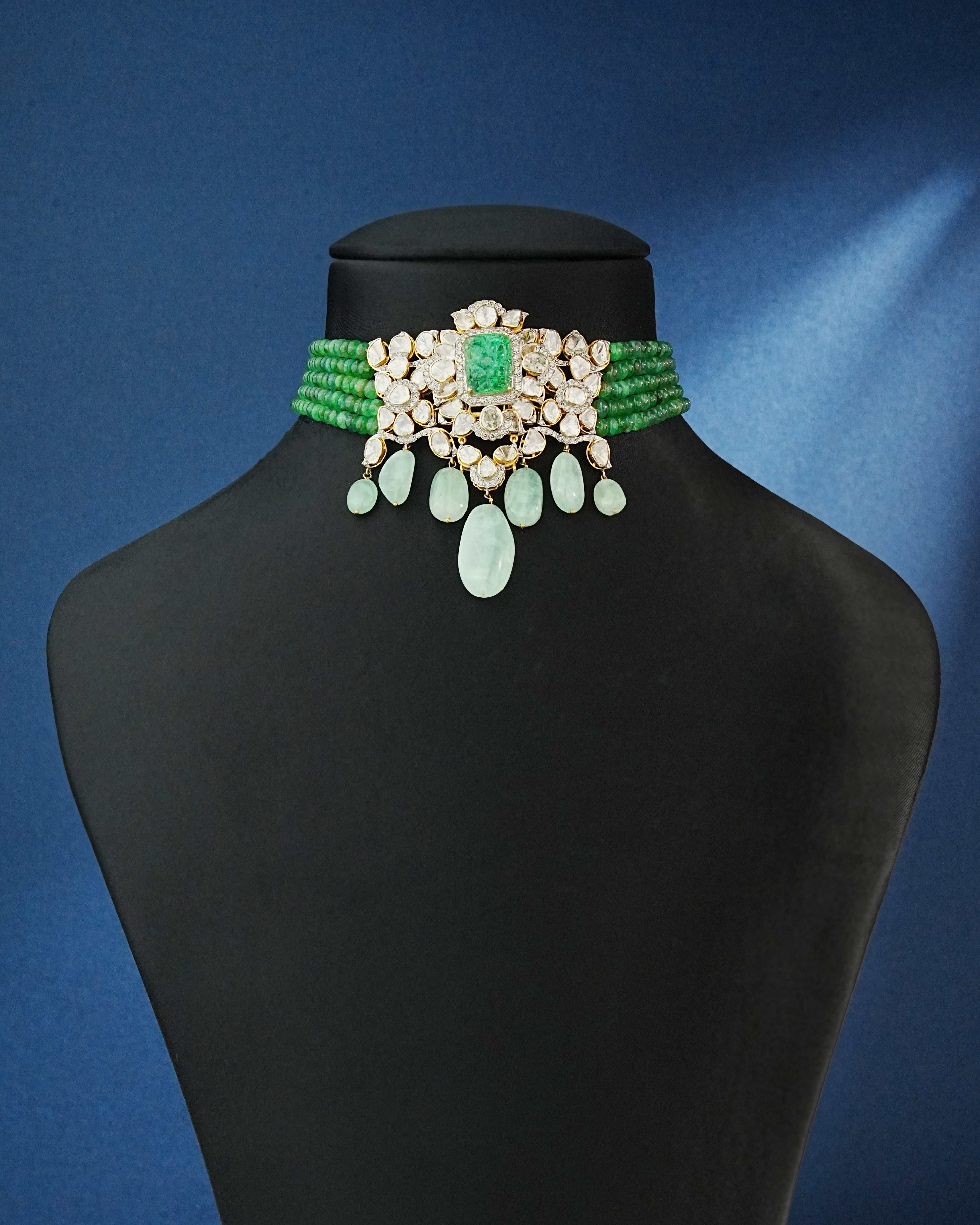 Shabana Polki And Diamond Bead Choker