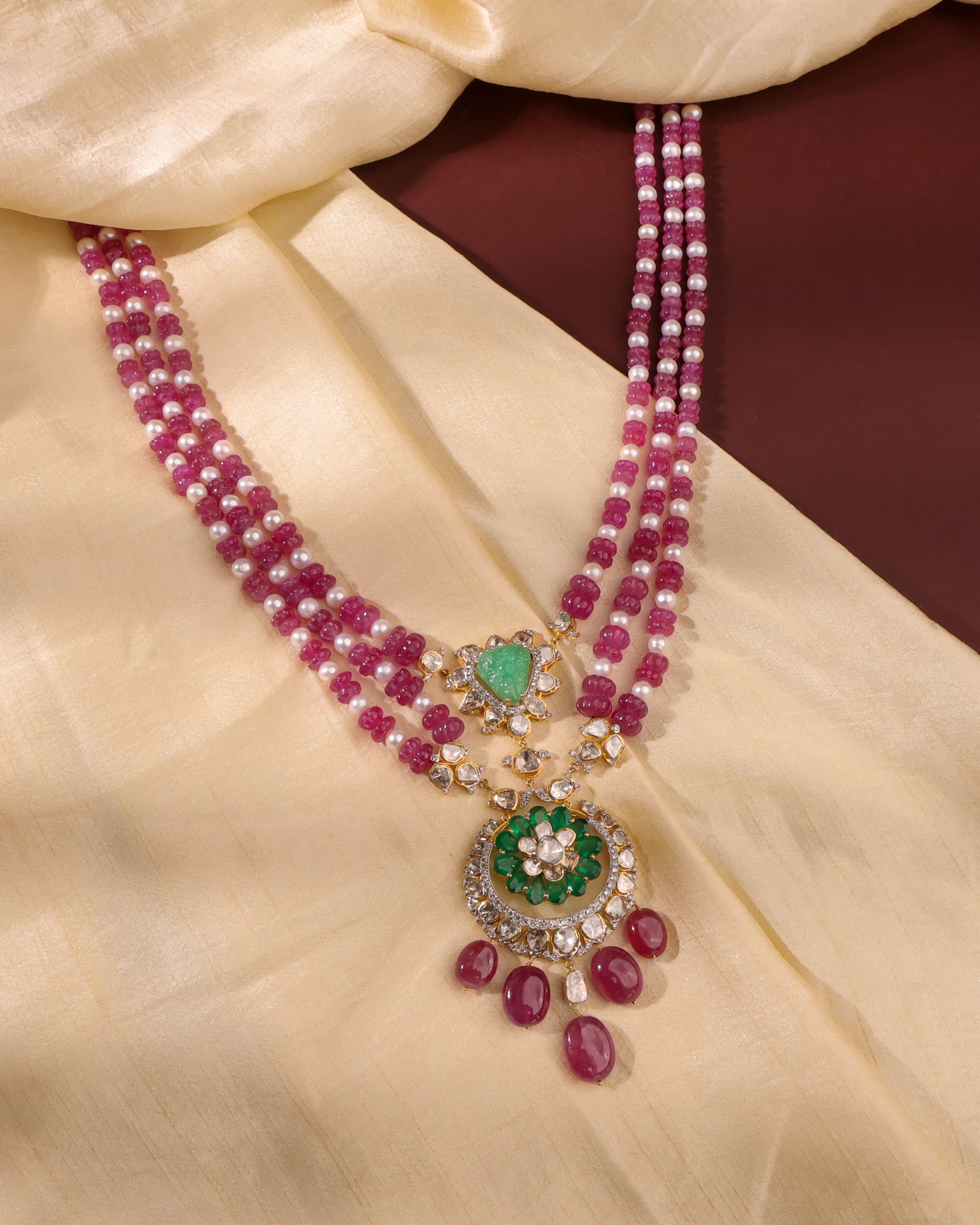 Freya Polki And Diamond Bead Pendant