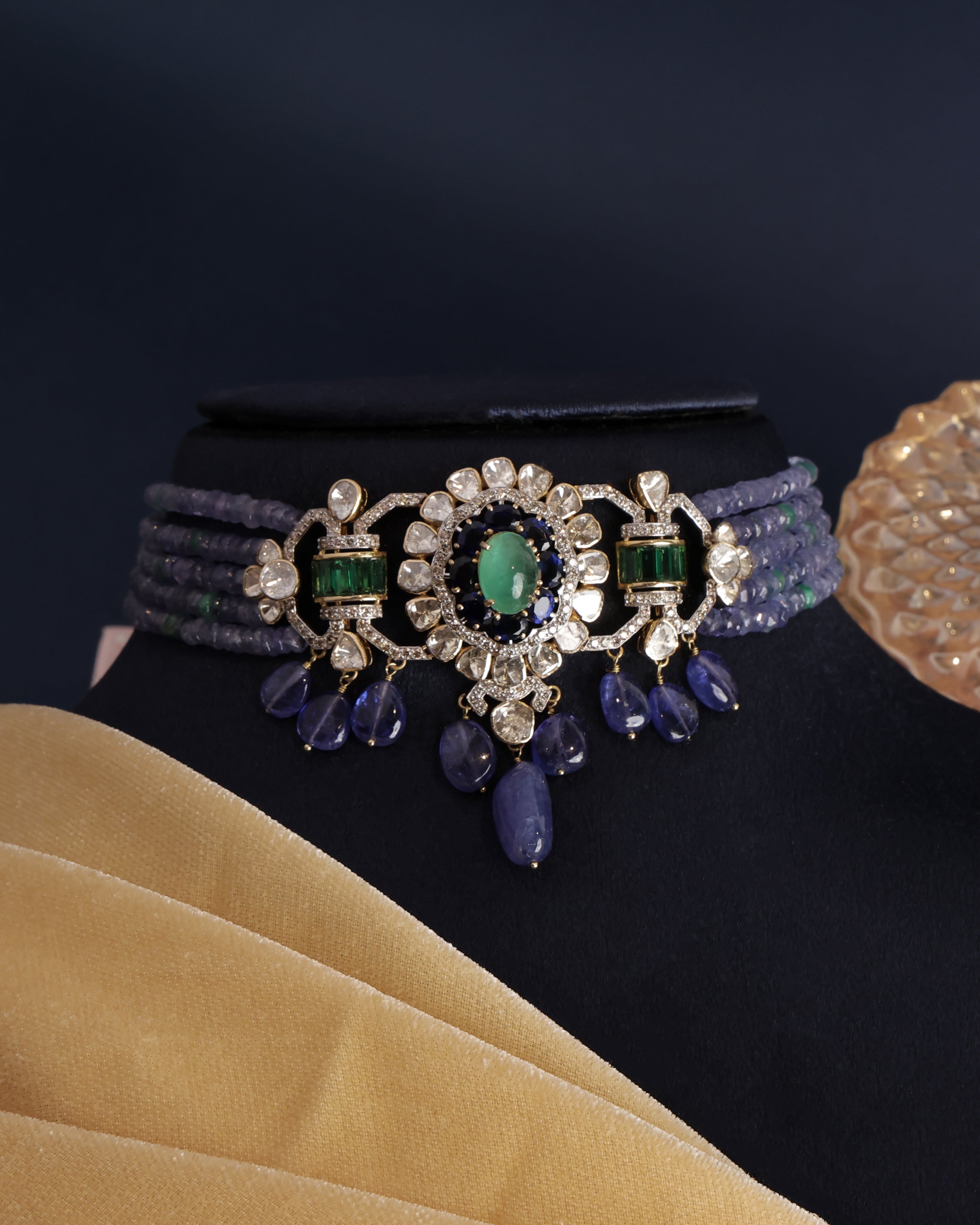 Annie Polki And Diamond Bead Choker