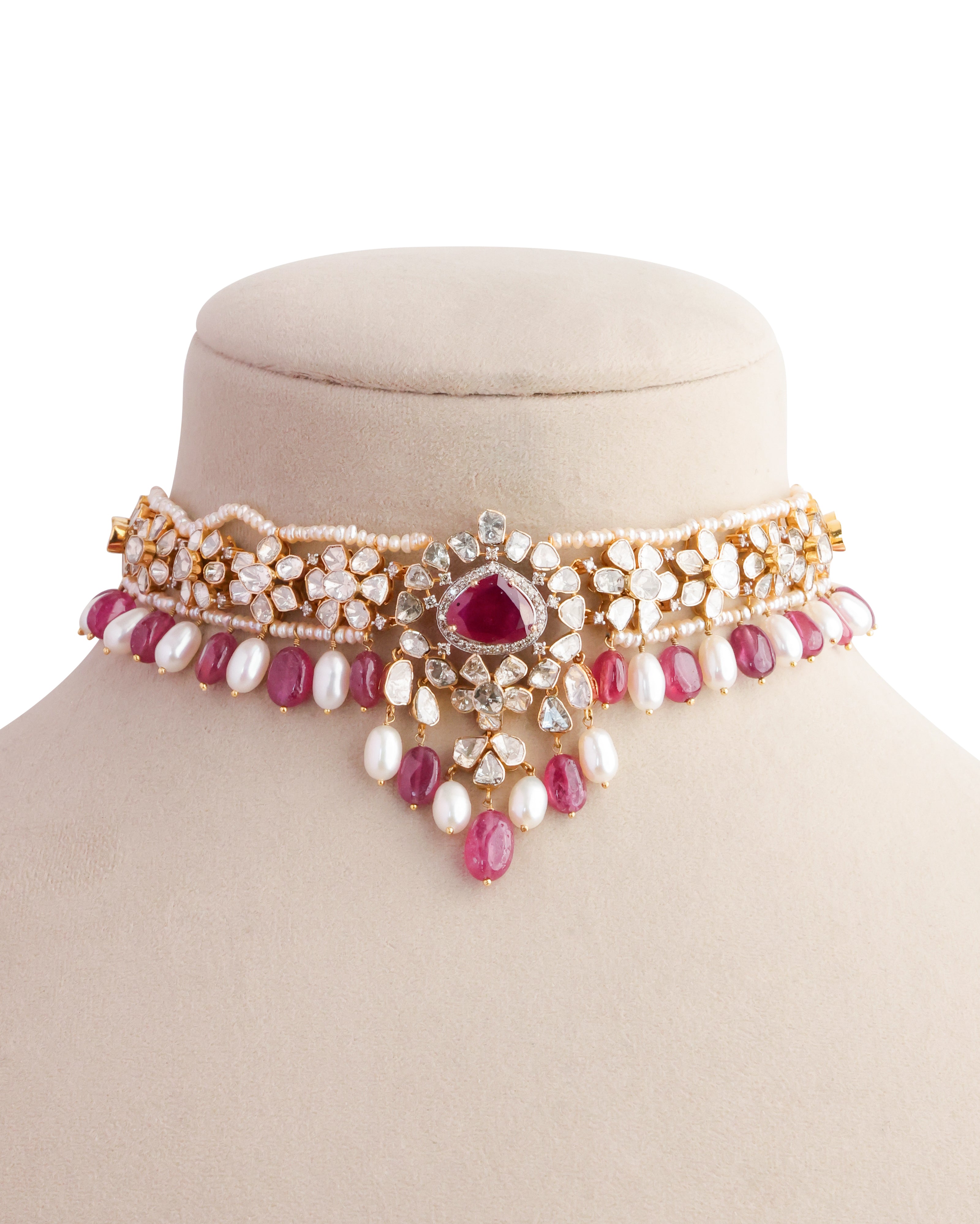 Krunali Polki And Diamond Choker