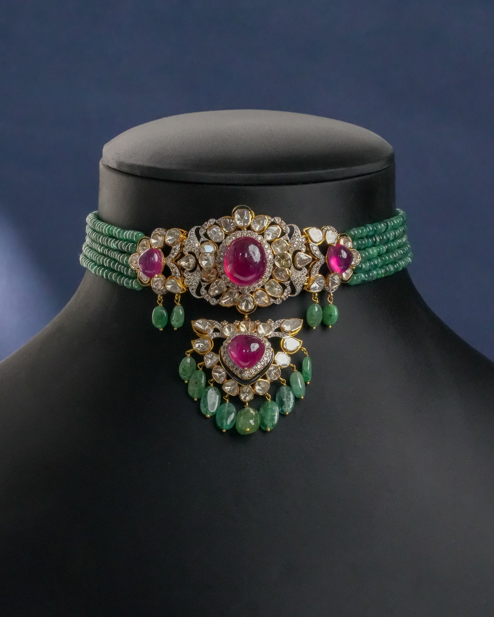 Cleo Polki And Diamond Bead Choker