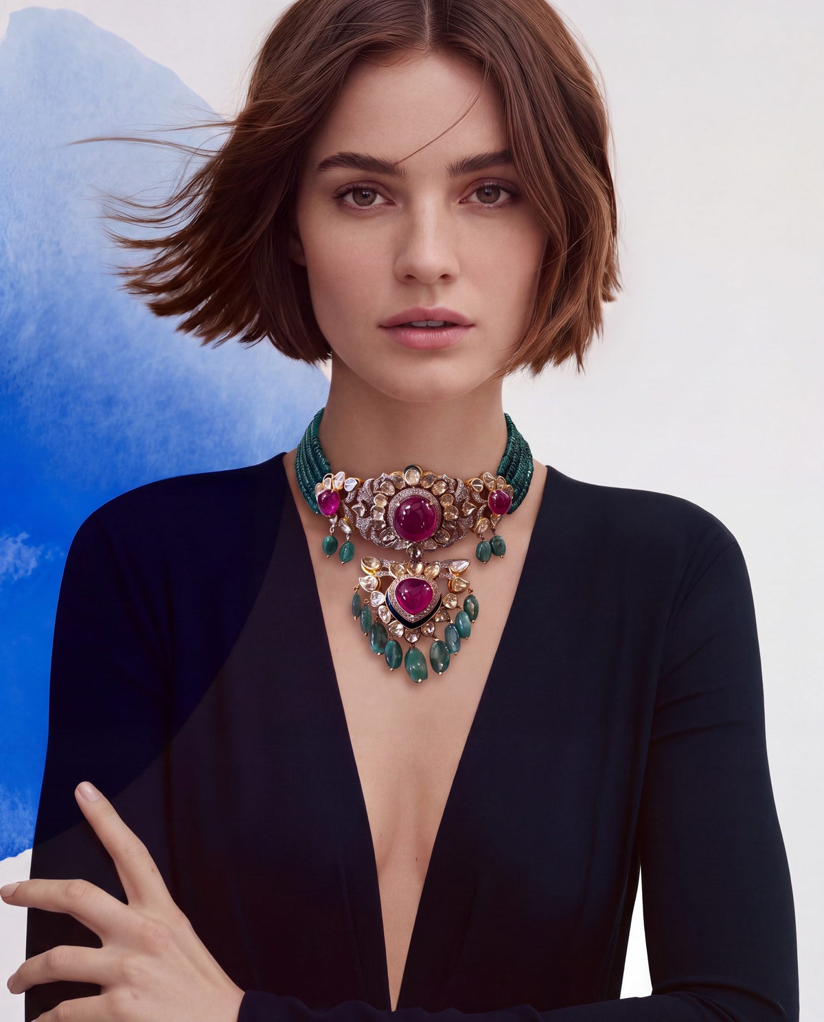 Cleo Polki And Diamond Bead Choker