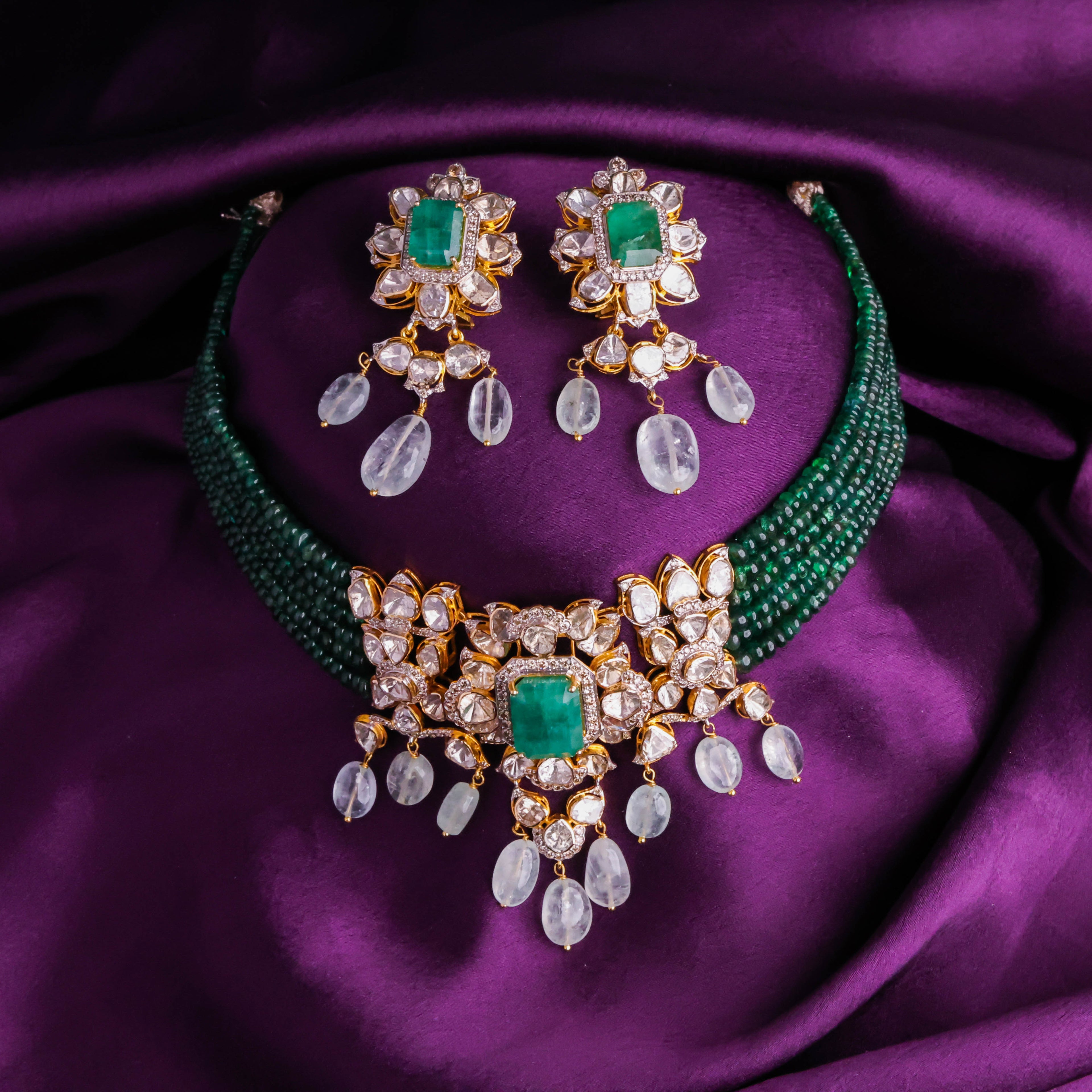 Sanjana Polki And Diamond Long Earrings