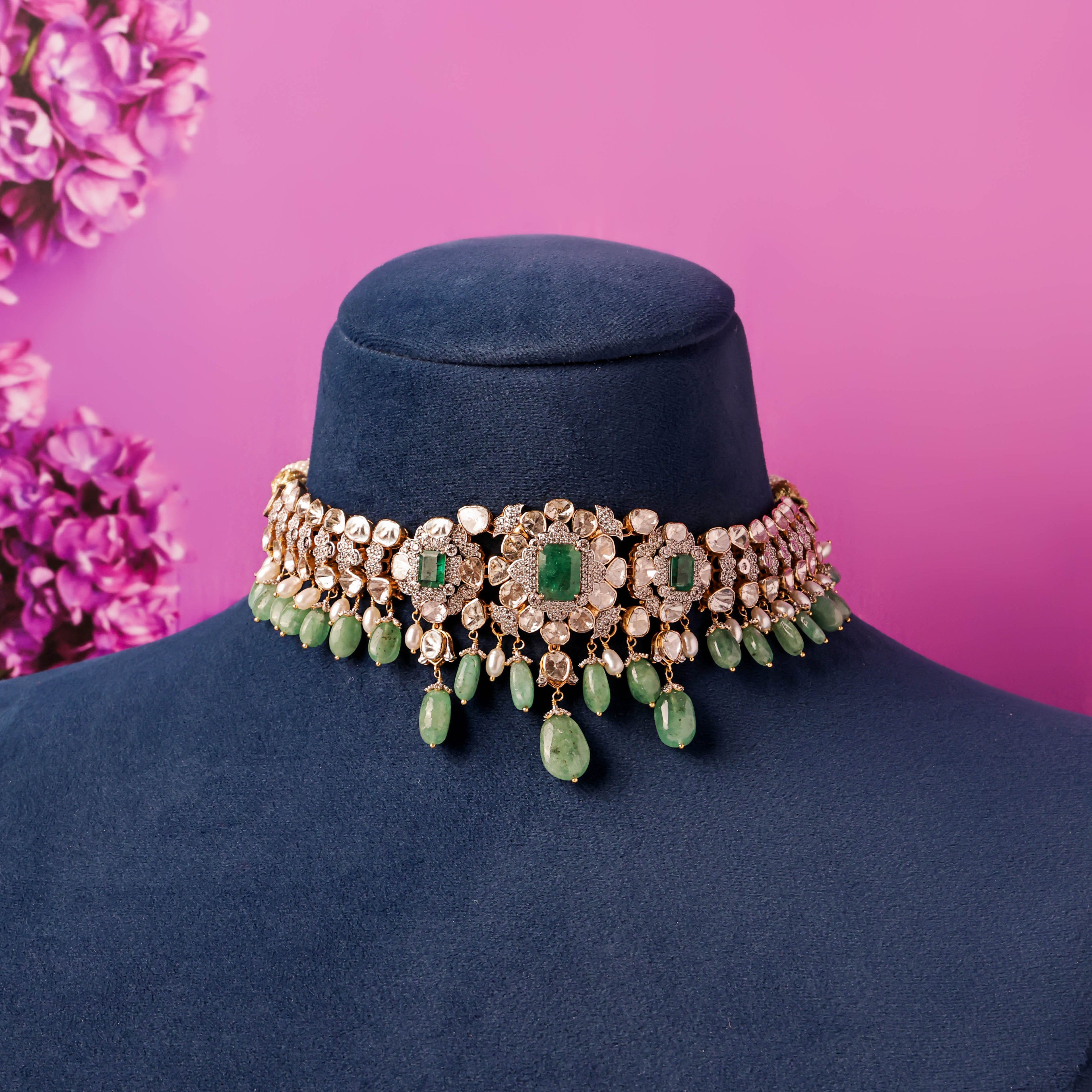 Janani Polki And Diamond Choker