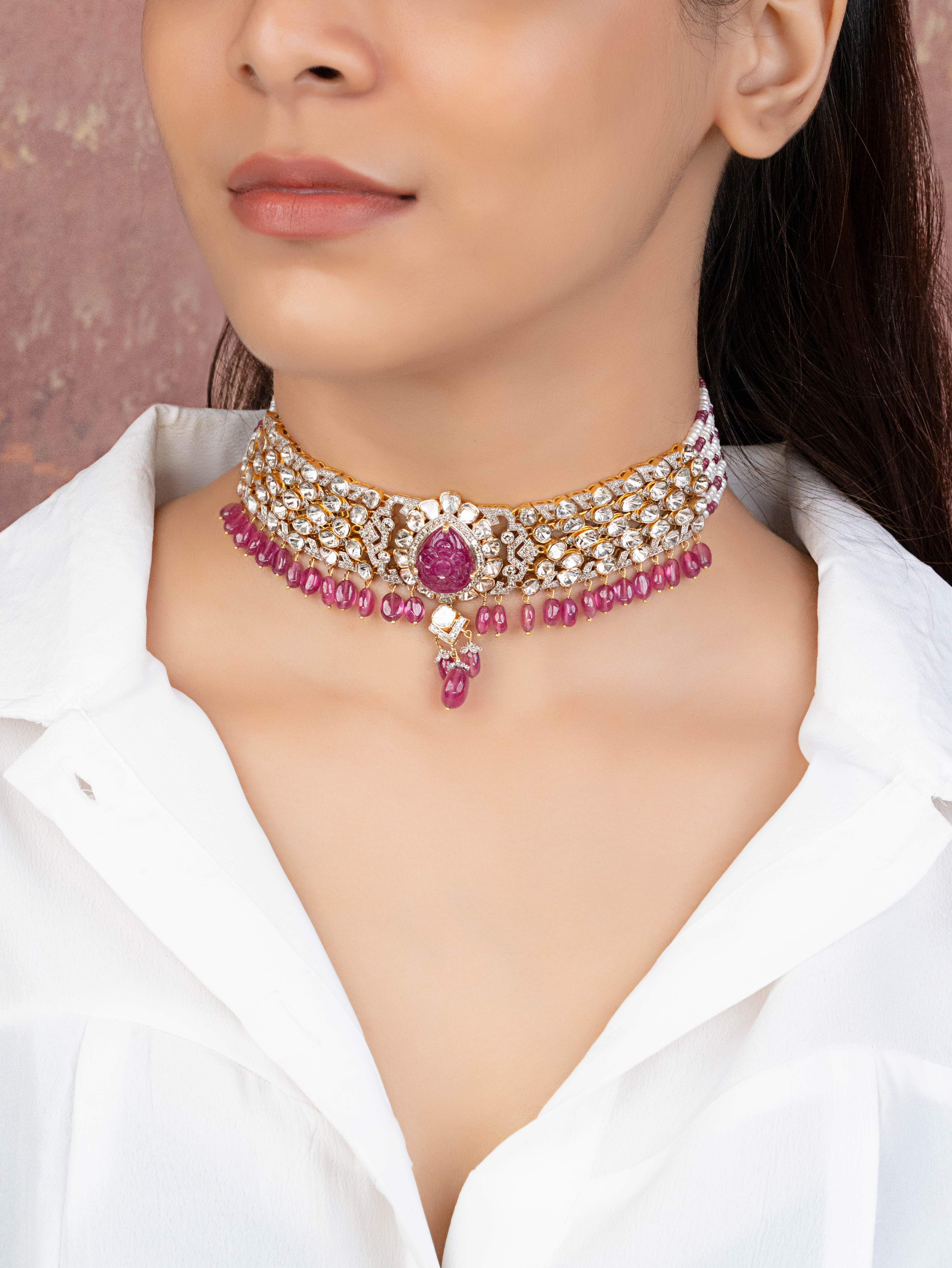 Oraya Polki And Diamond Choker