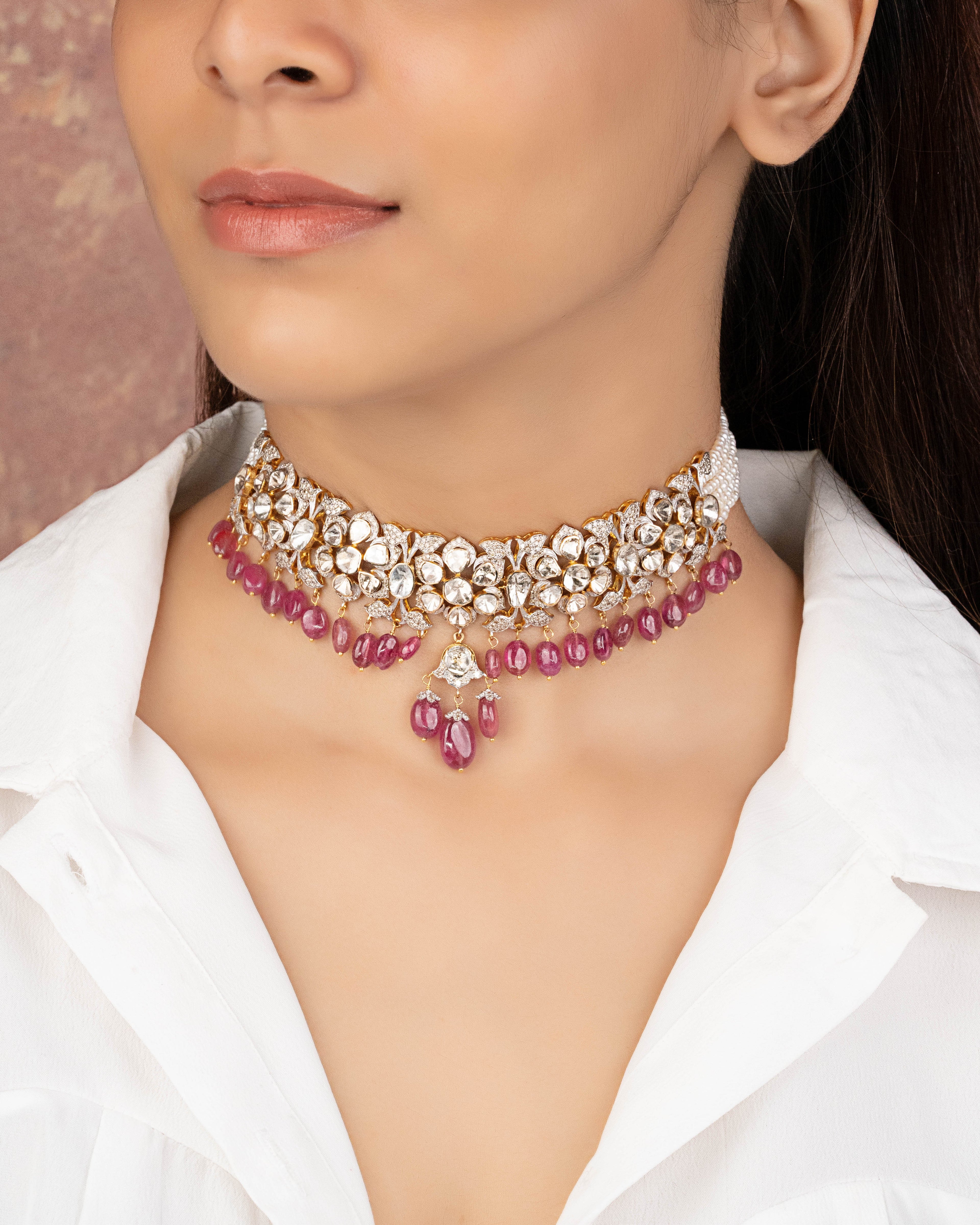 Mishka Polki And Diamond Choker