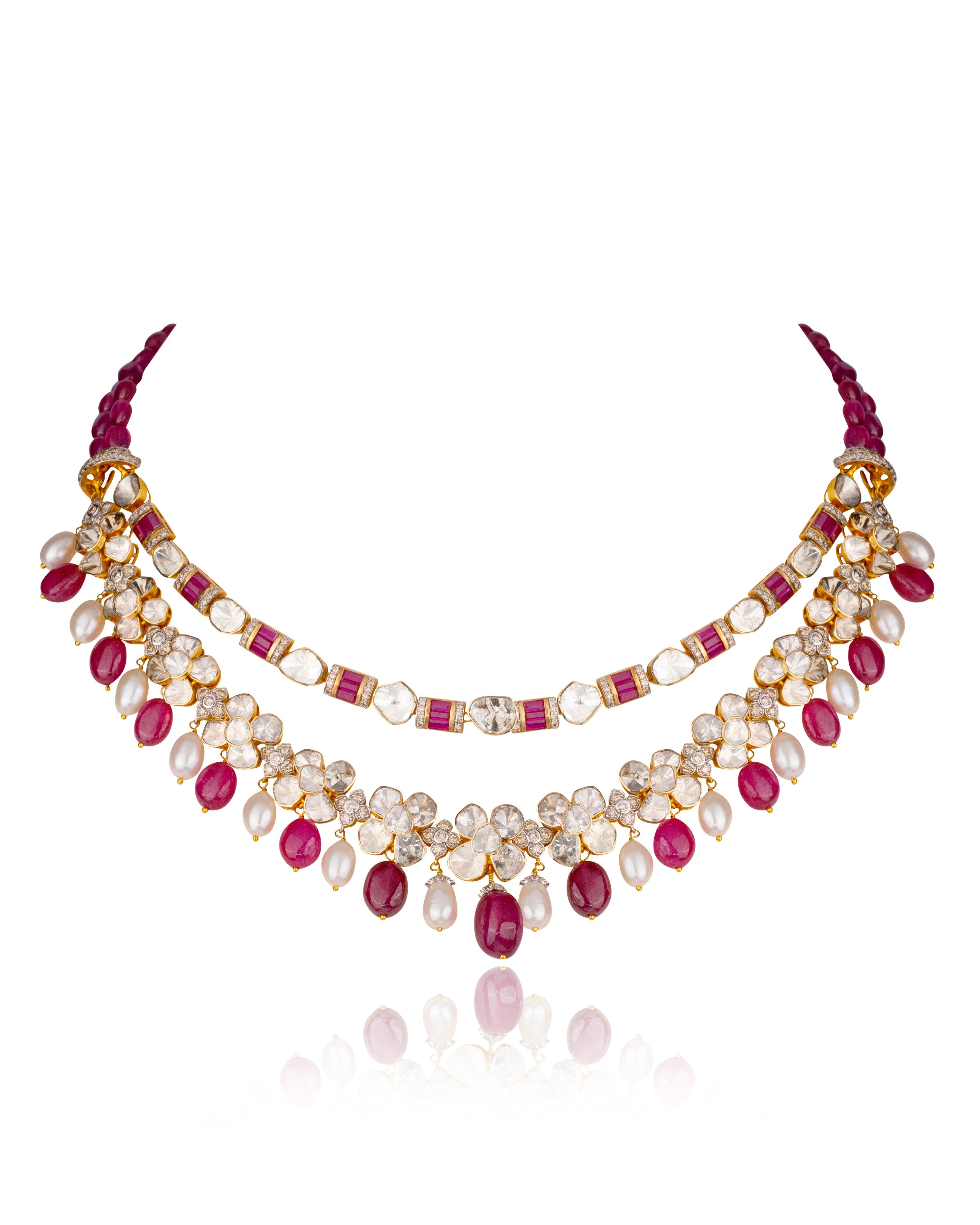 Hurera Polki And Diamond Necklace