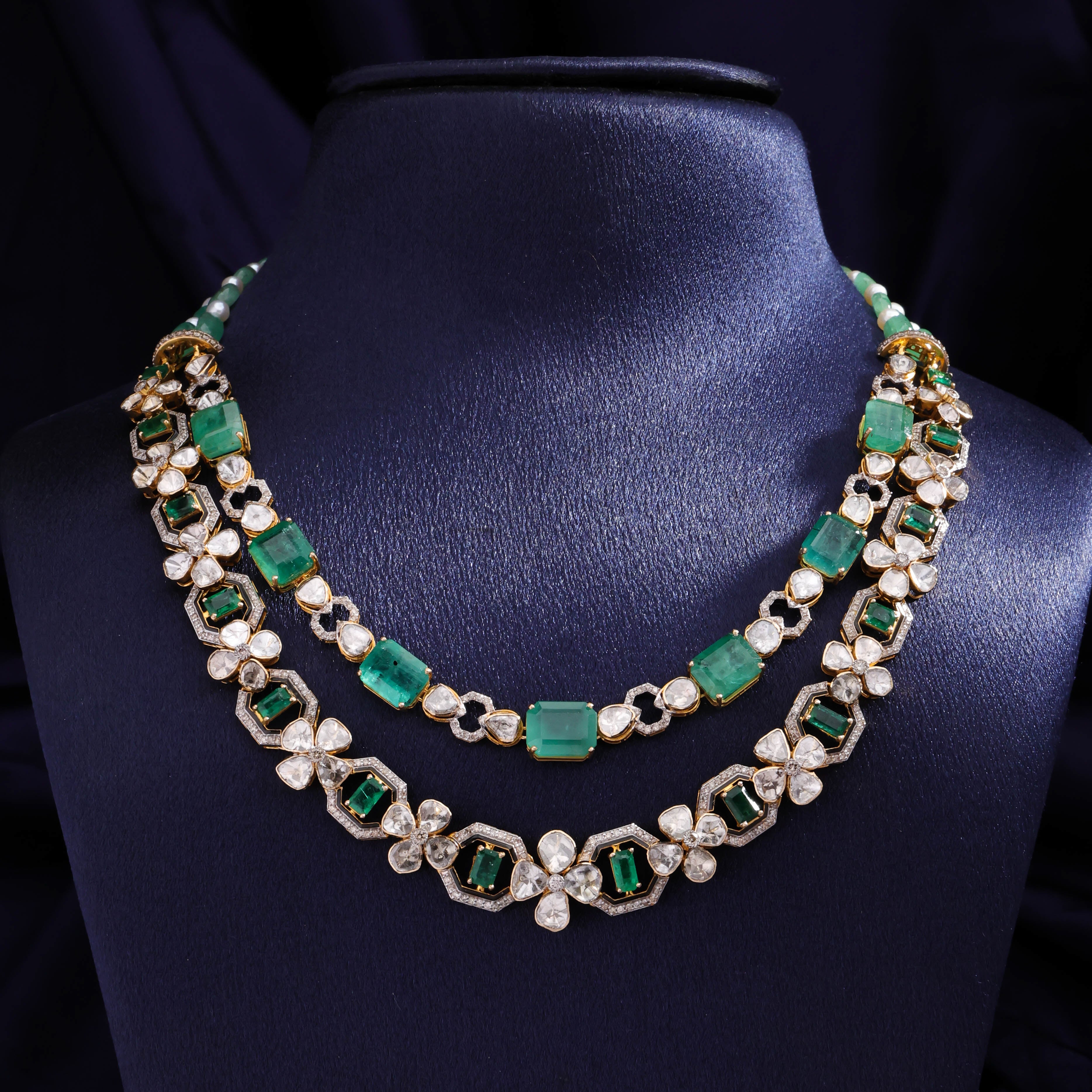 Dhavni Polki And Diamond Necklace