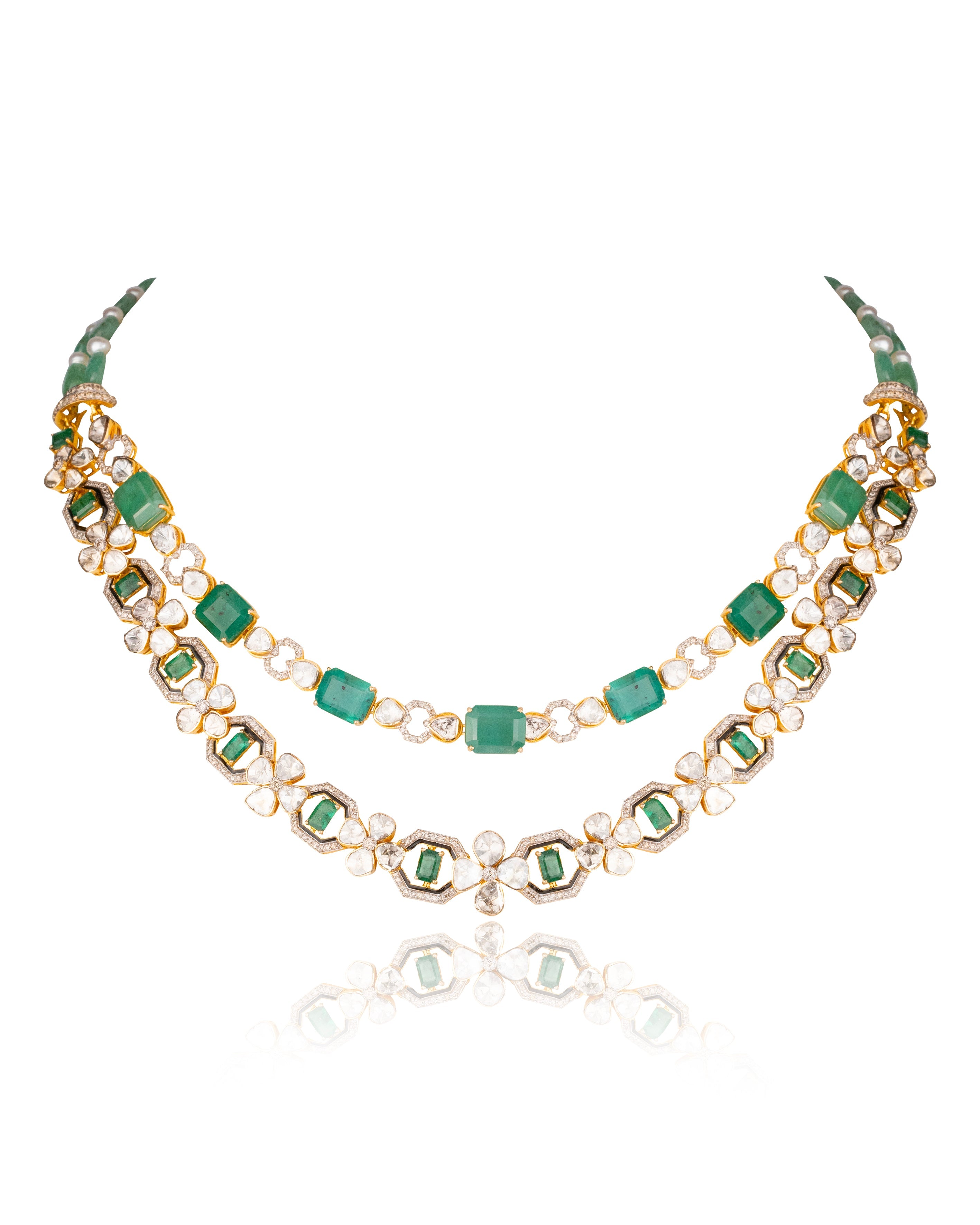 Dhavni Polki And Diamond Necklace