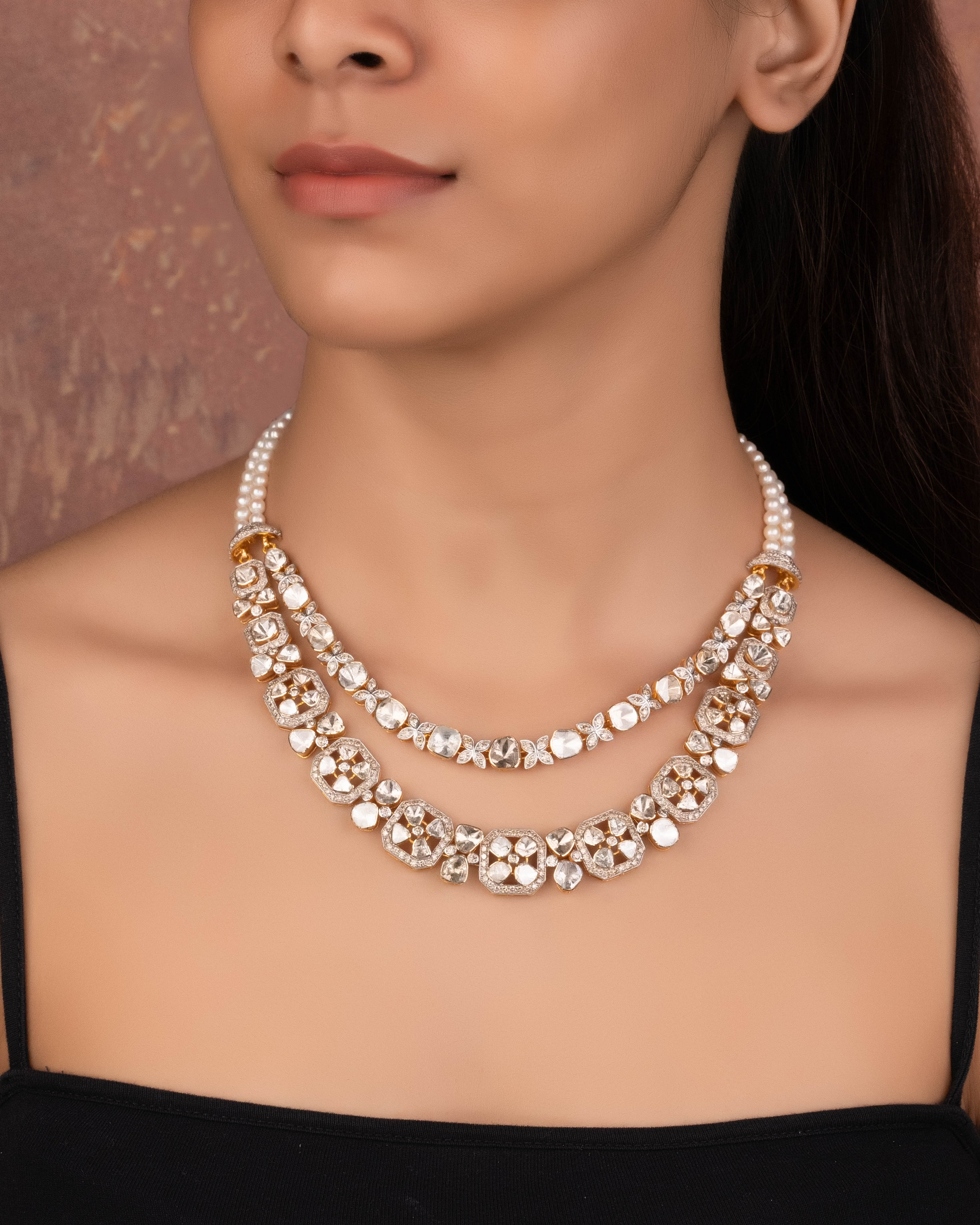 Laiba Polki And Diamond Necklace
