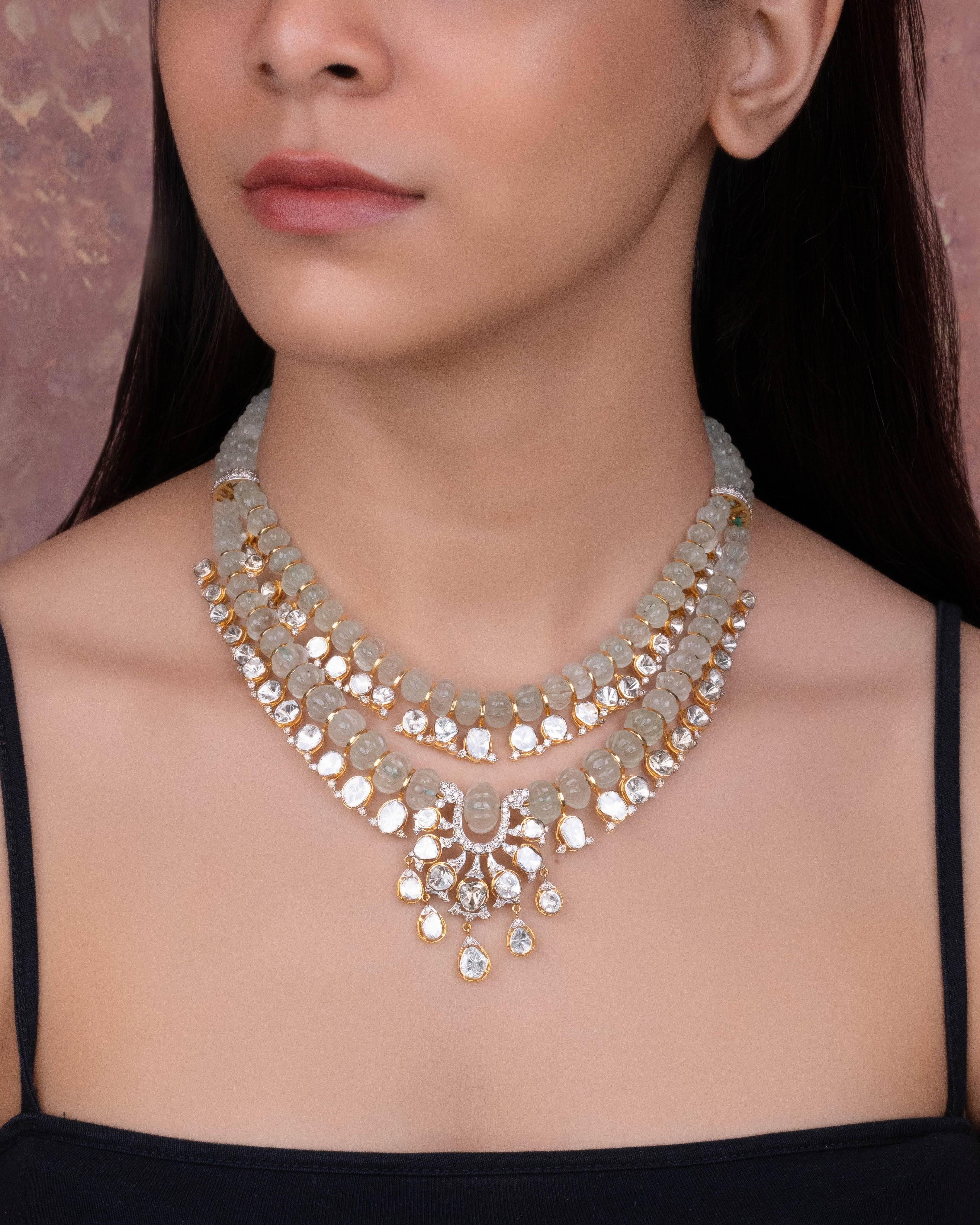 Caroline Polki And Diamond Necklace