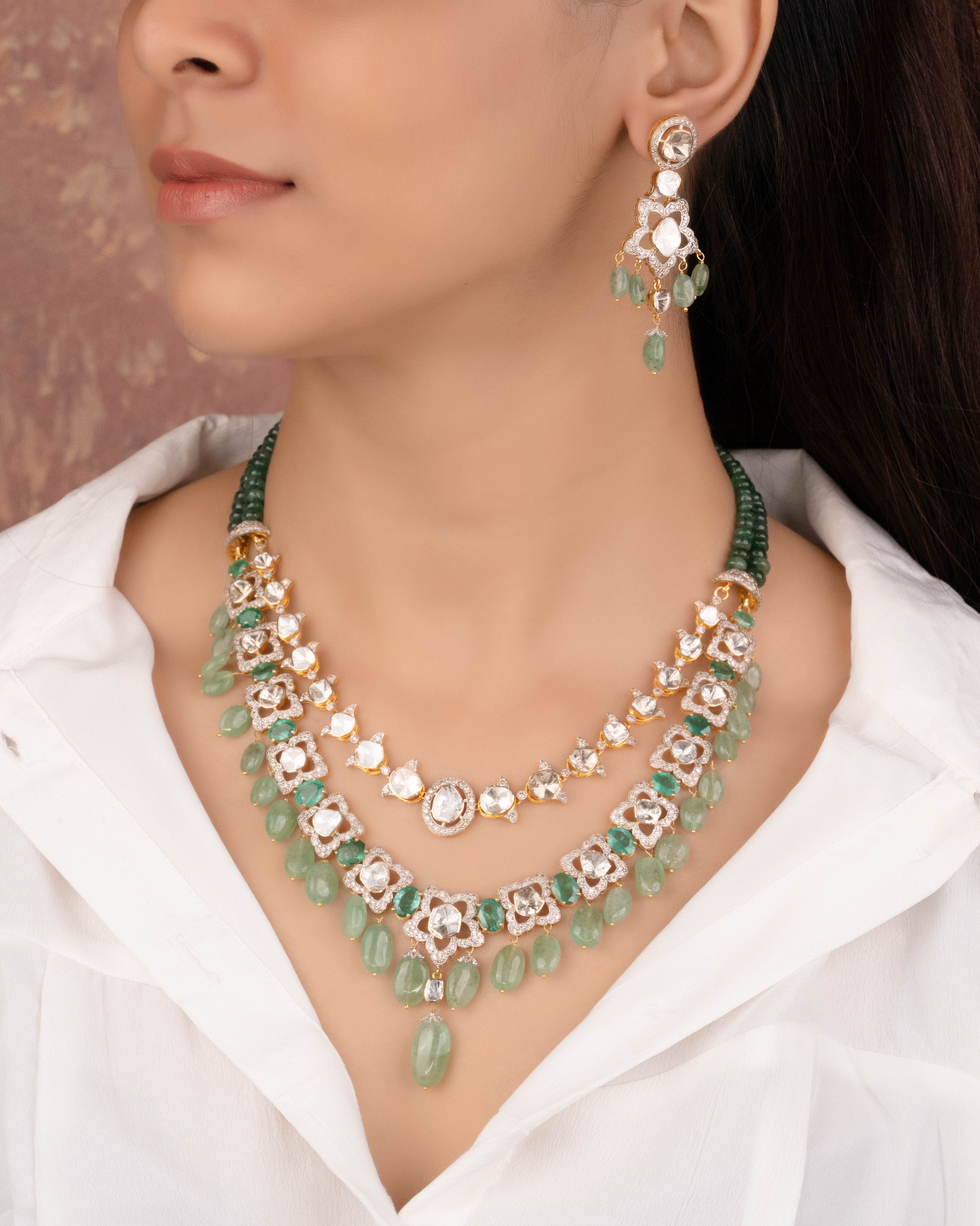 Aashi Polki And Diamond Long Earrings