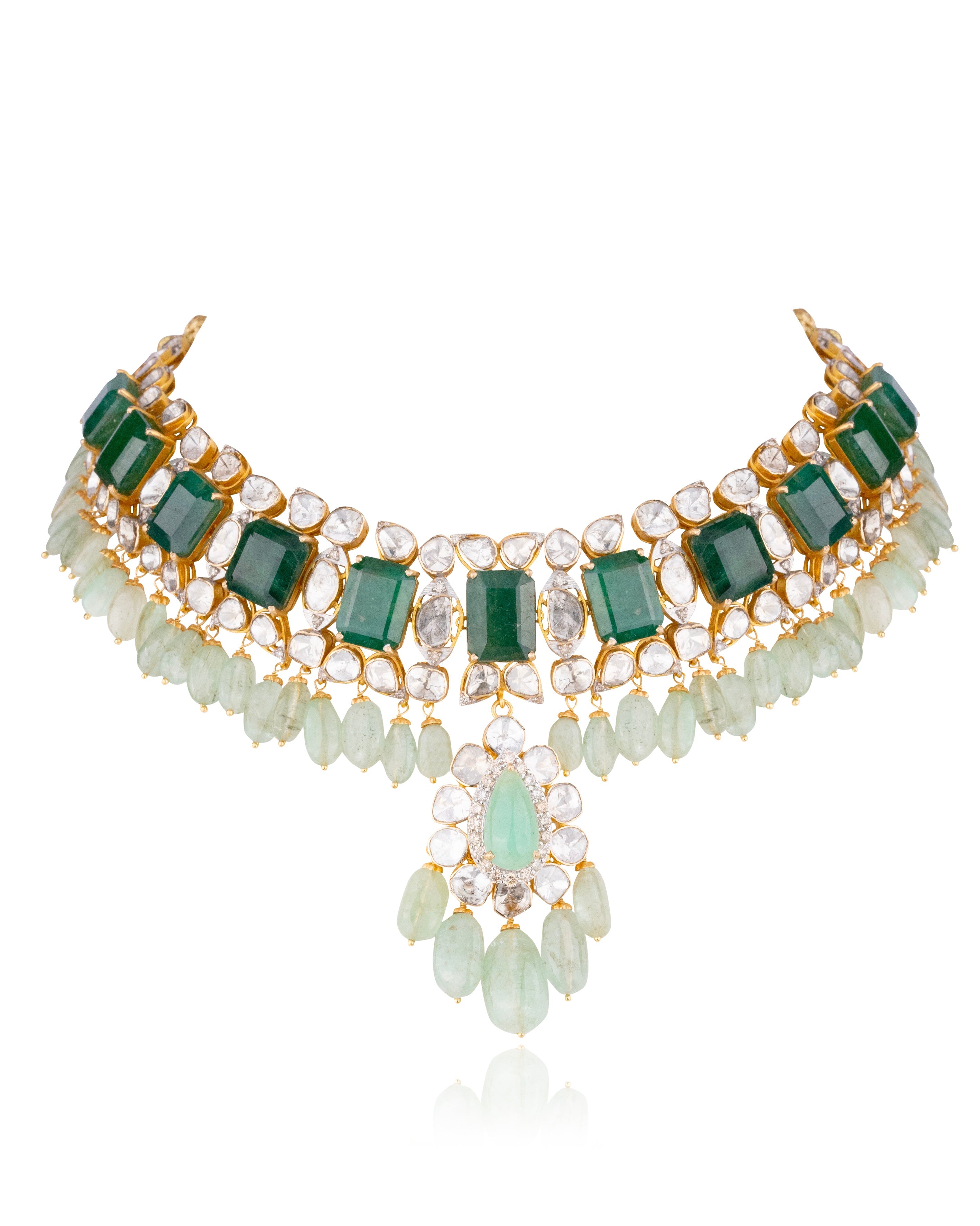 Afreena Polki And Diamond Necklace