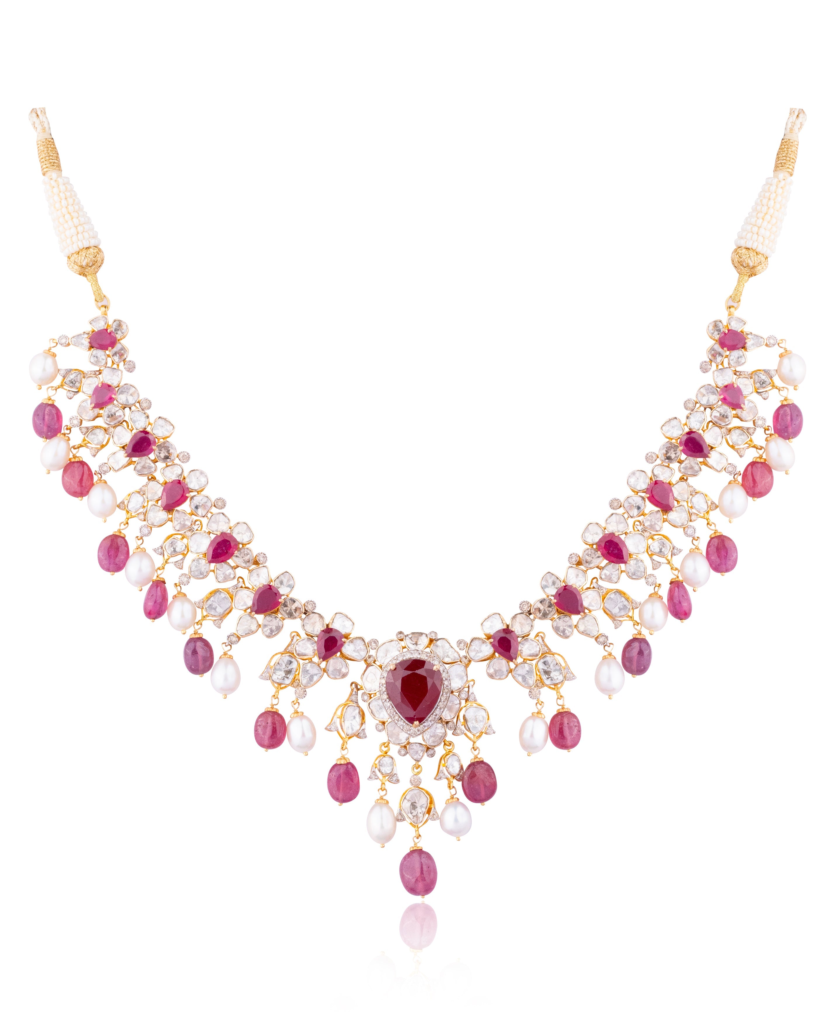 Athira Polki And Diamond Necklace