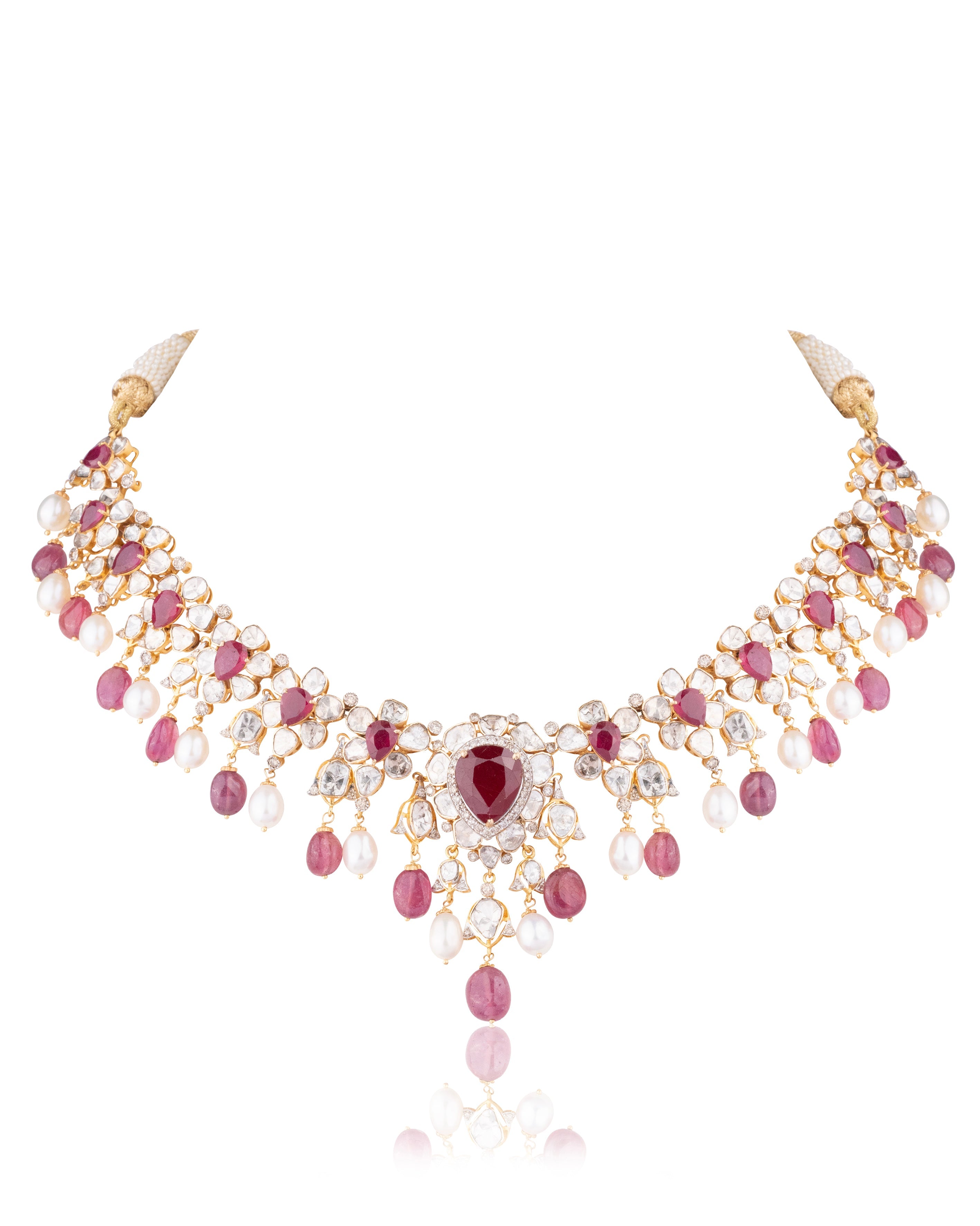 Athira Polki And Diamond Necklace