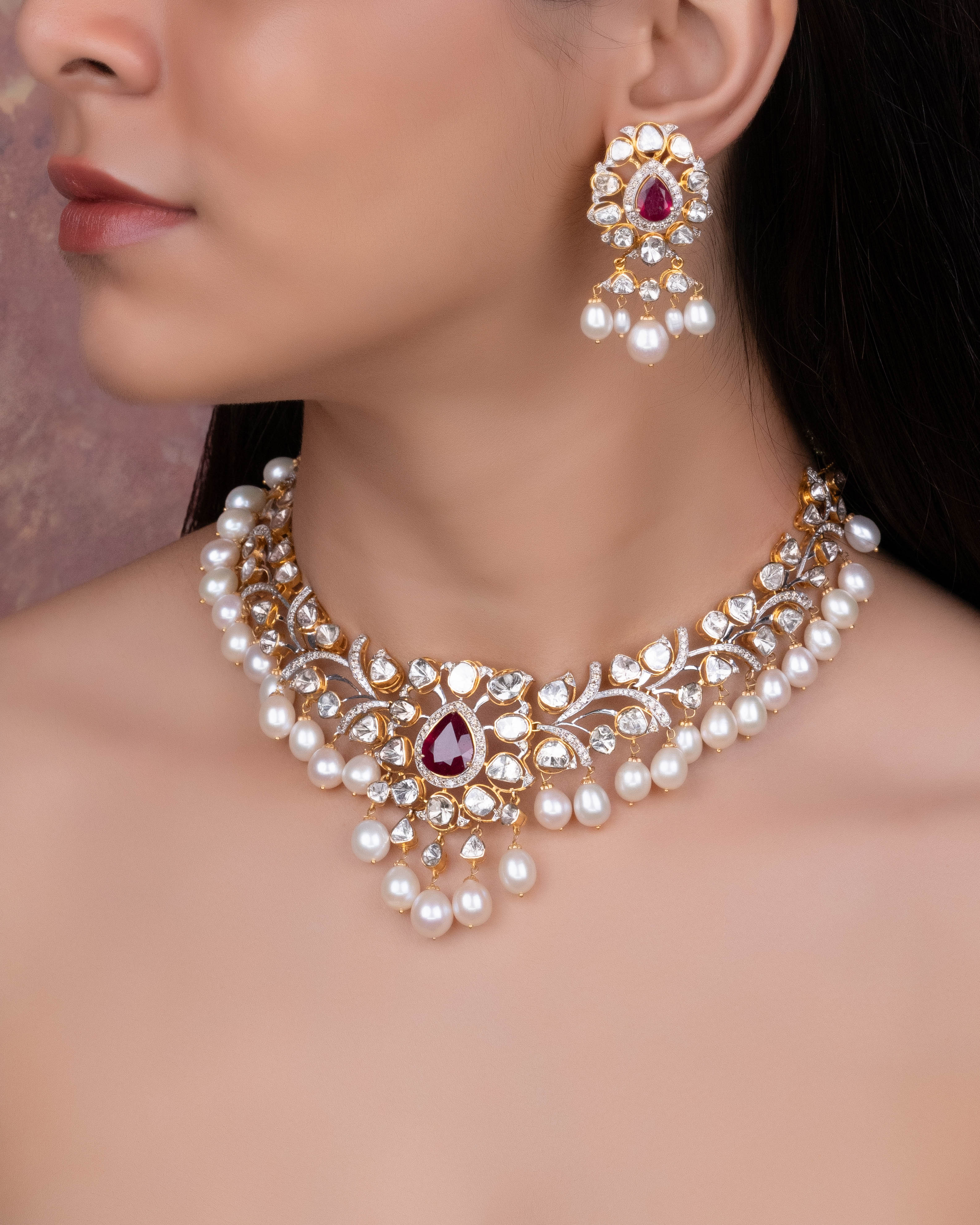 Harshita Polki And Diamond Long Earrings