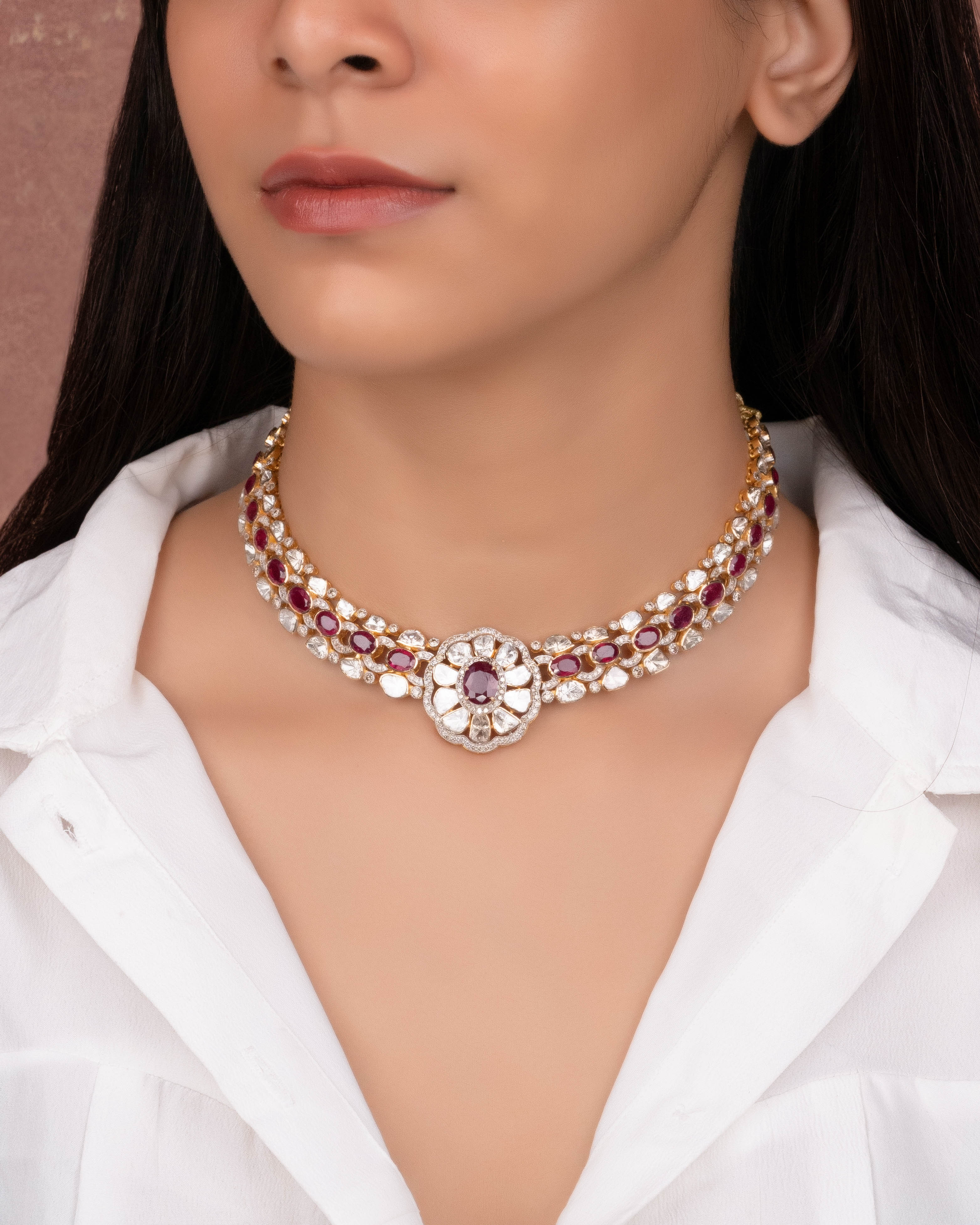 Ateeba Polki And Diamond Necklace