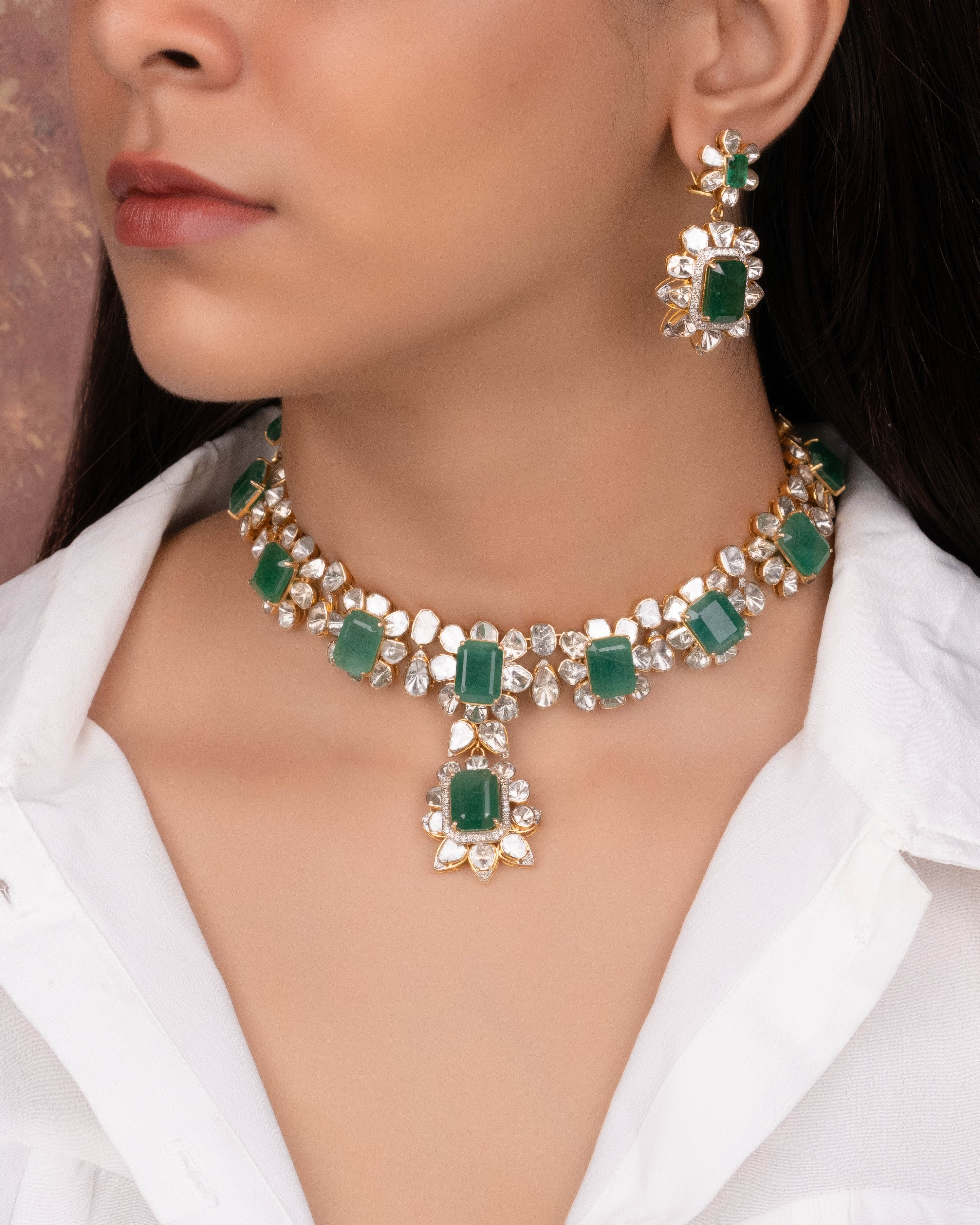 Formee Polki And Diamond Long Earrings