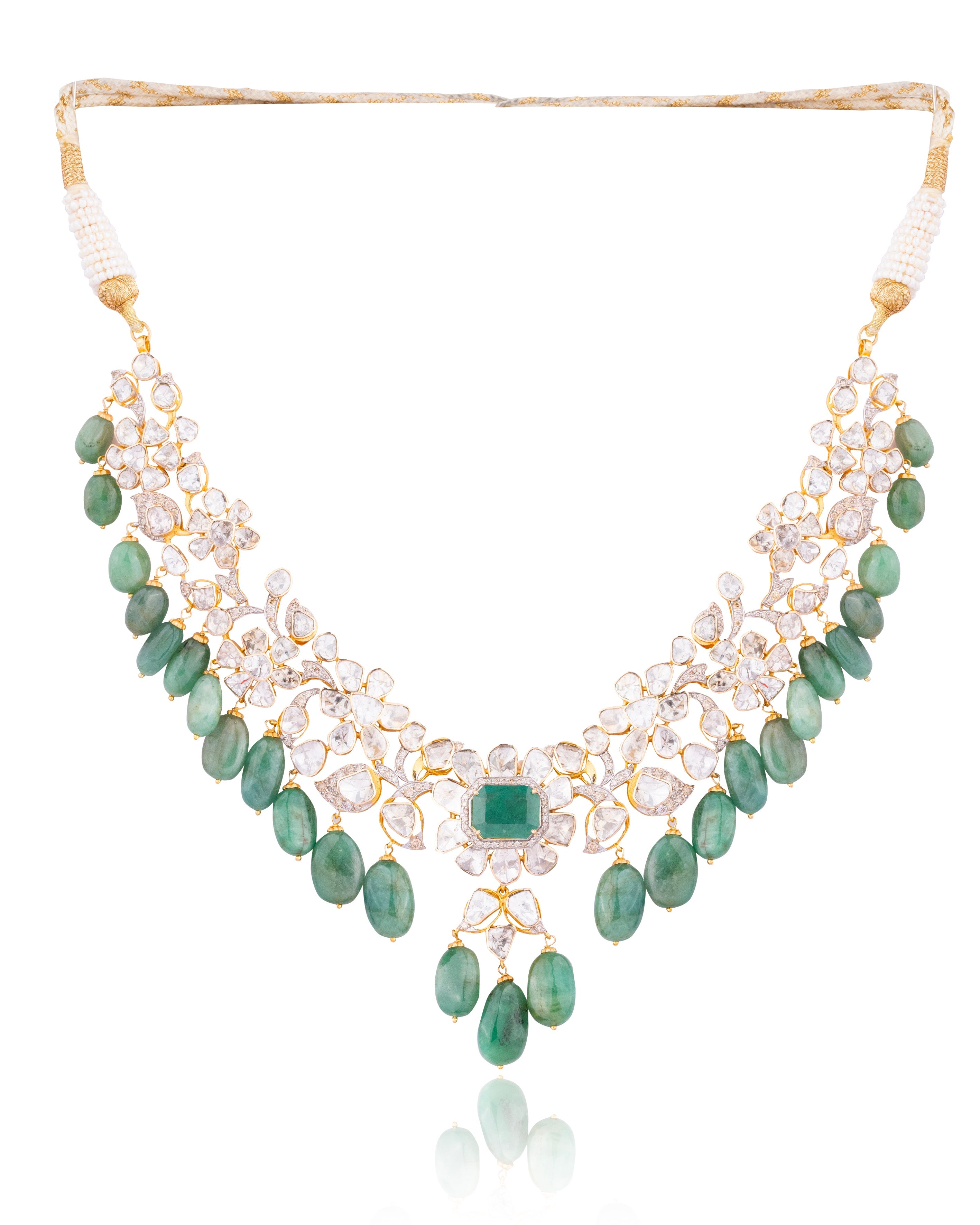 Jasmin Polki And Diamond Necklace