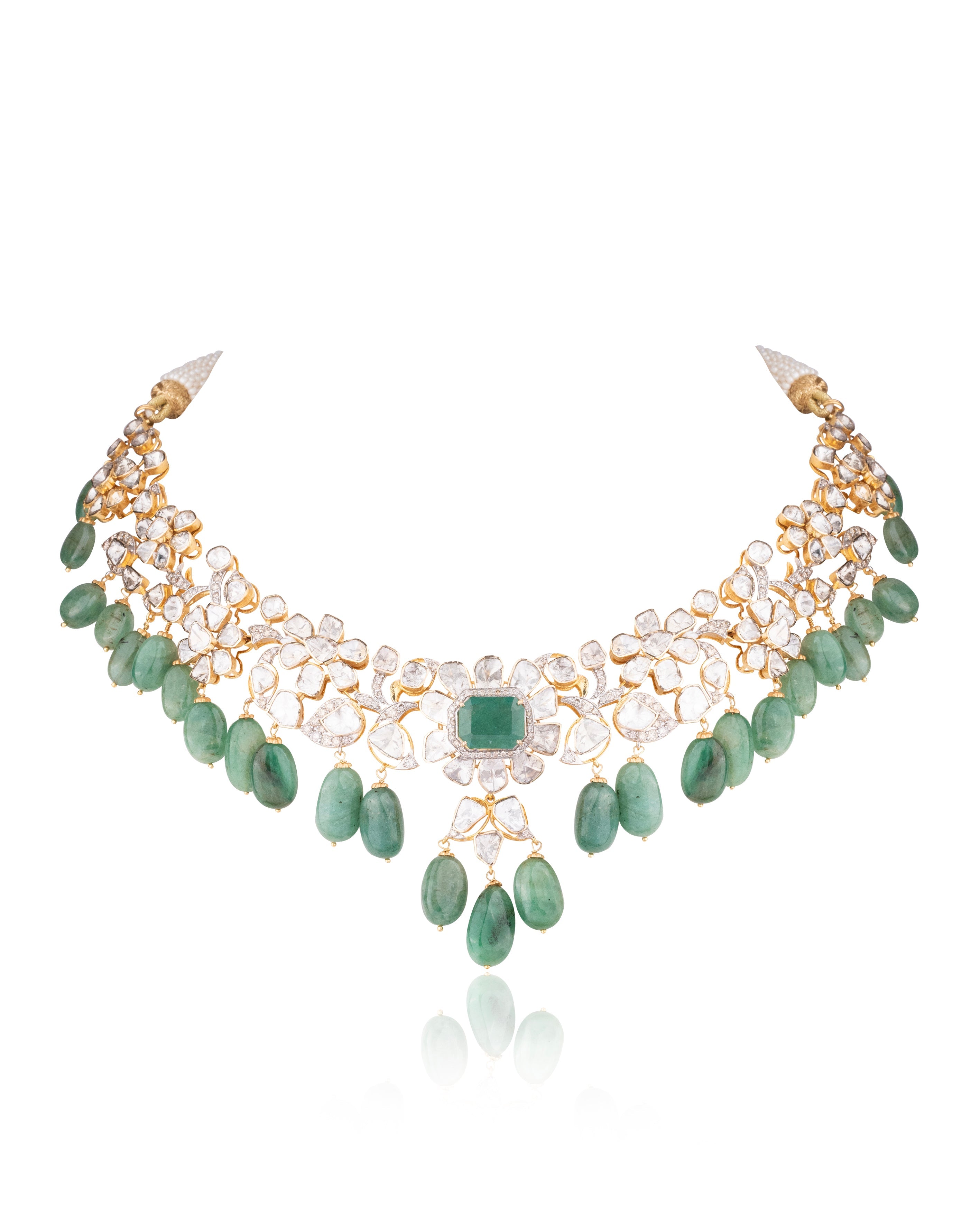 Jasmin Polki And Diamond Necklace