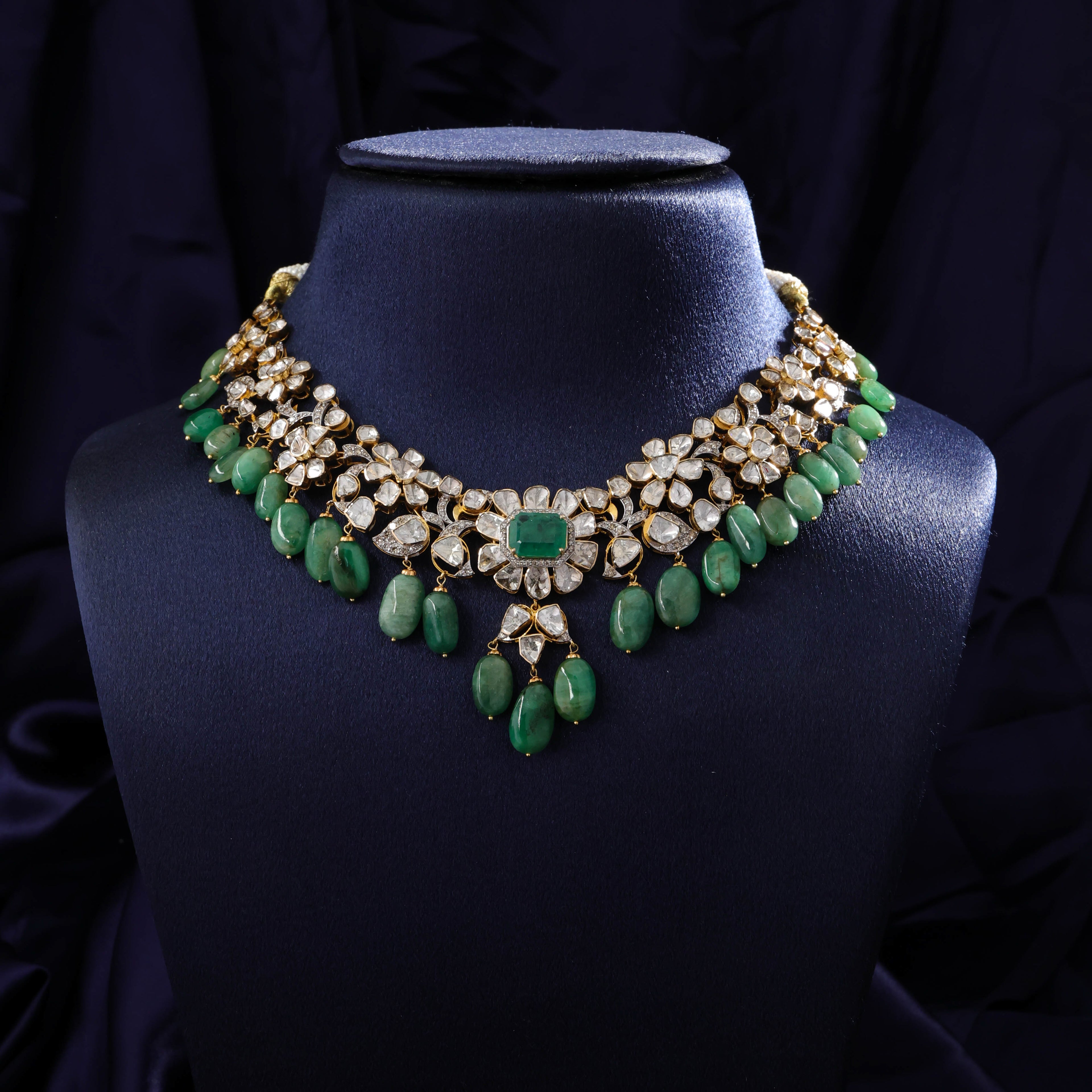 Jasmin Polki And Diamond Necklace