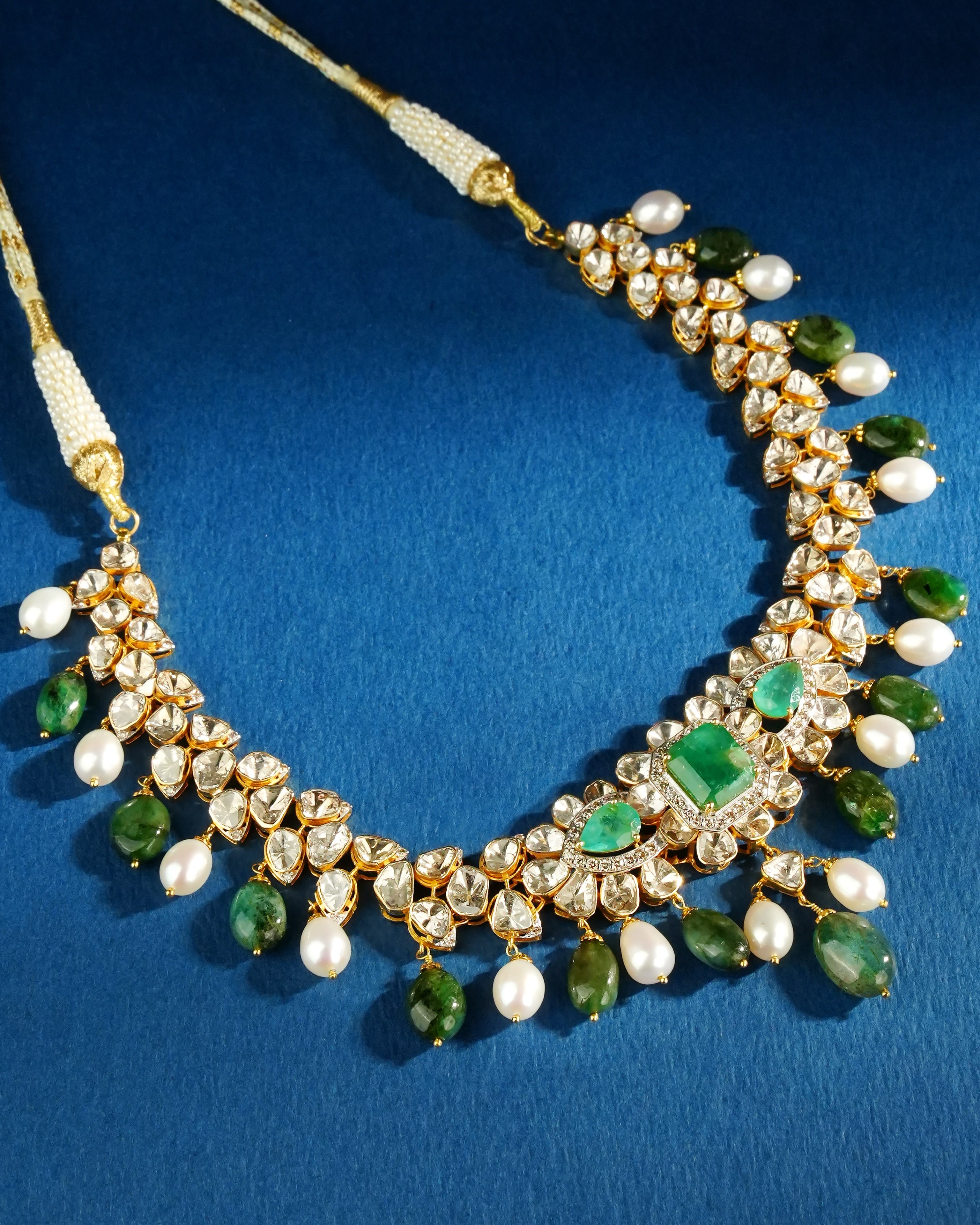 Runjhun Polki And Diamond Necklace