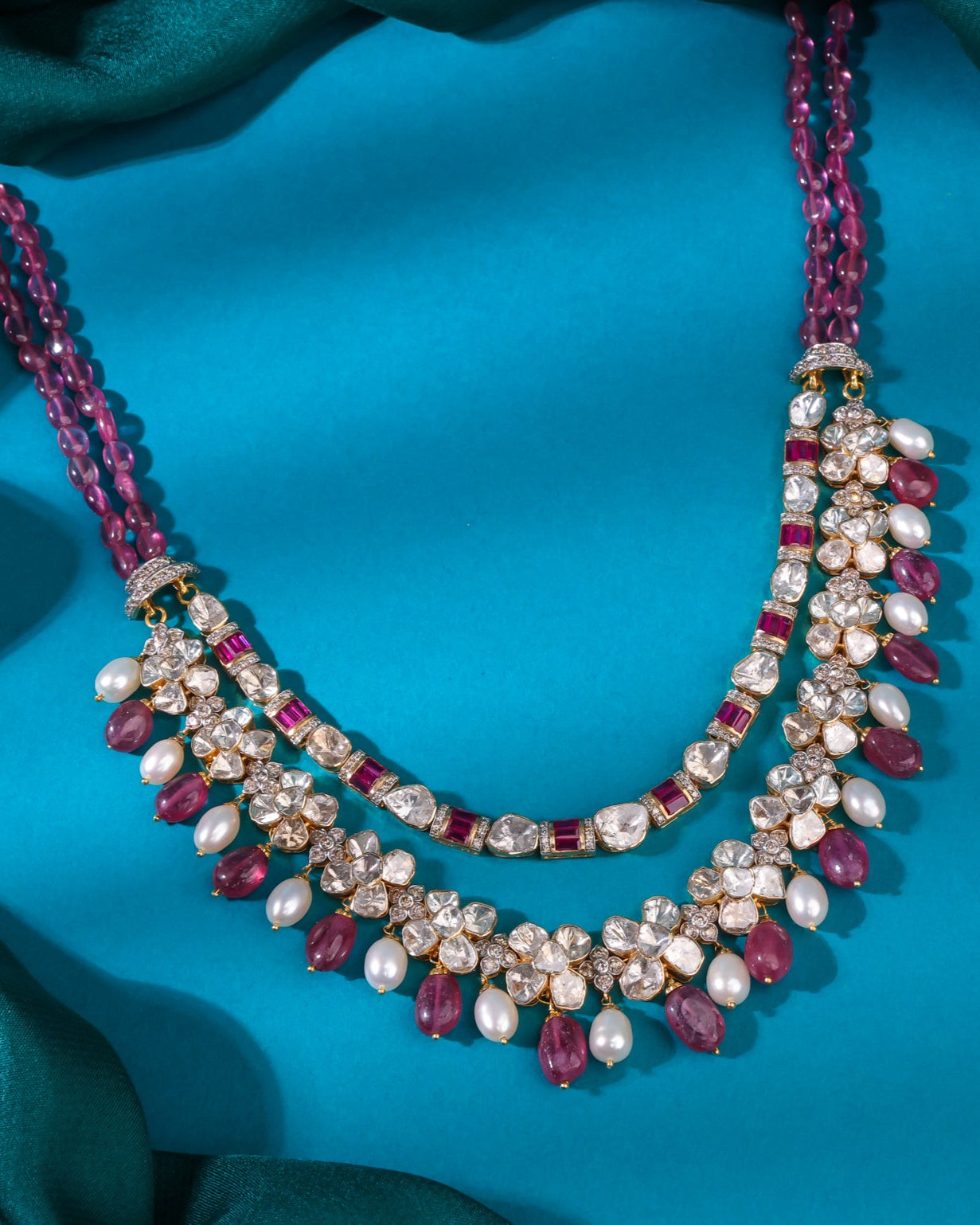 Aahalya Polki And Diamond Necklace