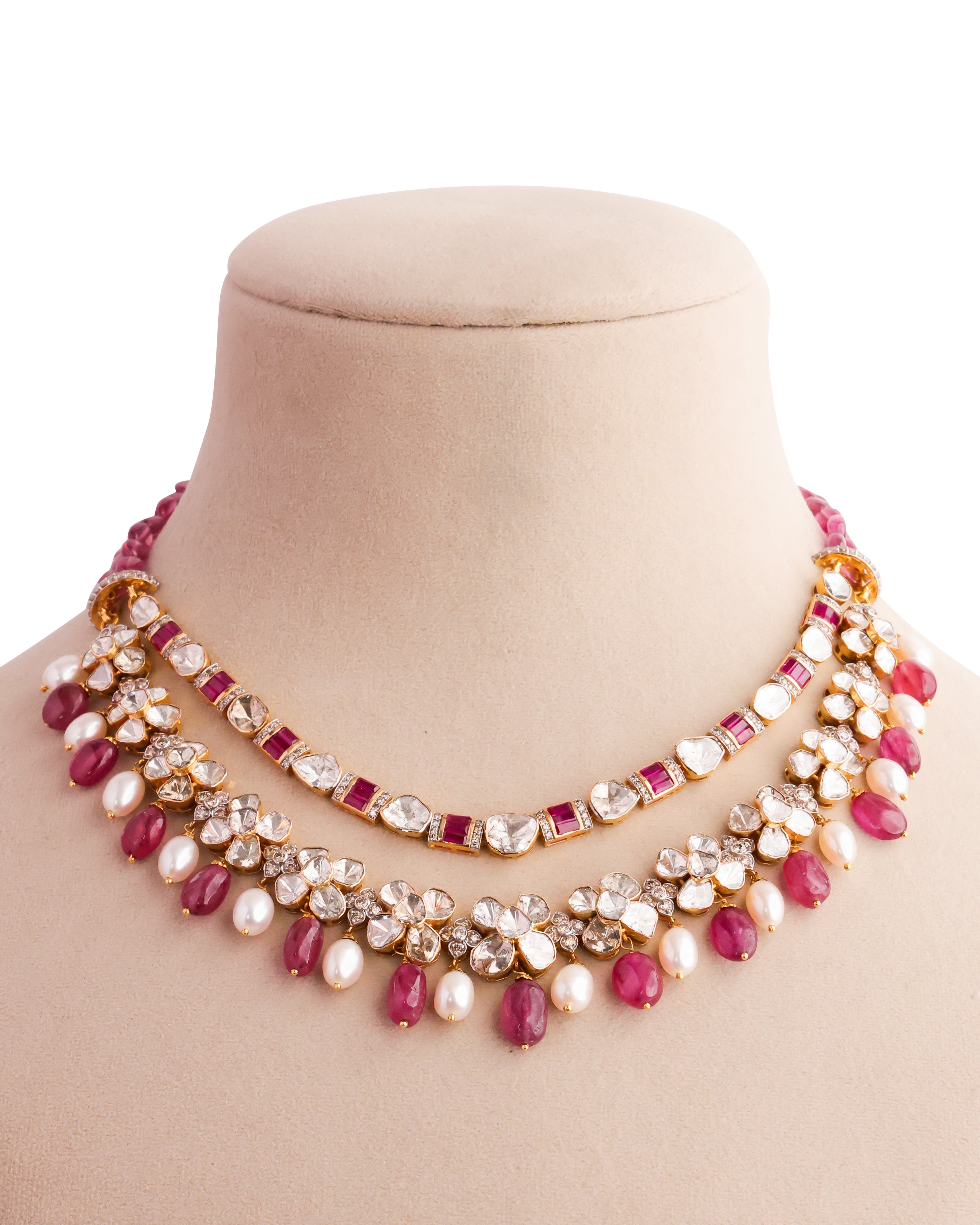 Aahalya Polki And Diamond Necklace