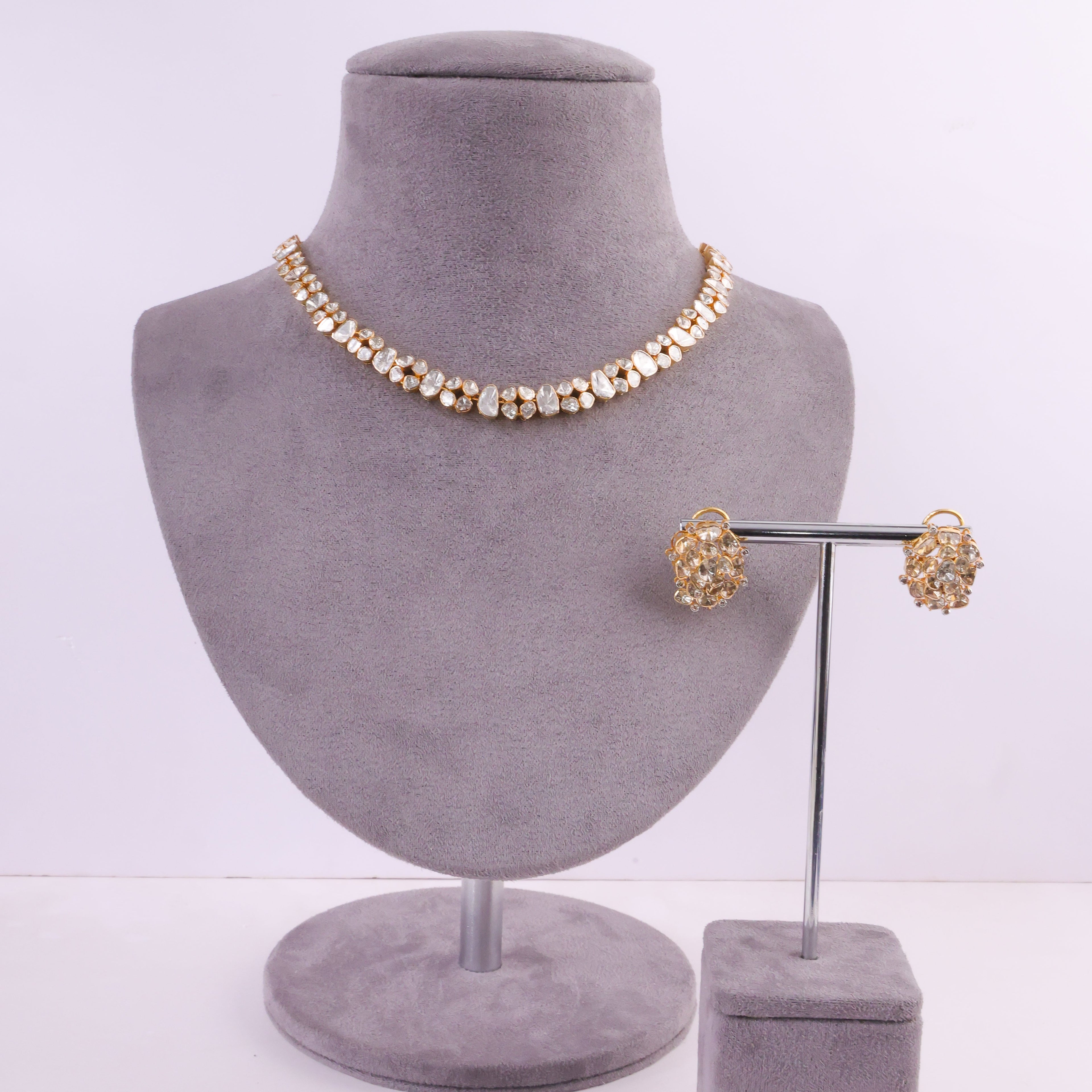 Yanika Necklace And Reeva Tops Polki And Diamond Set