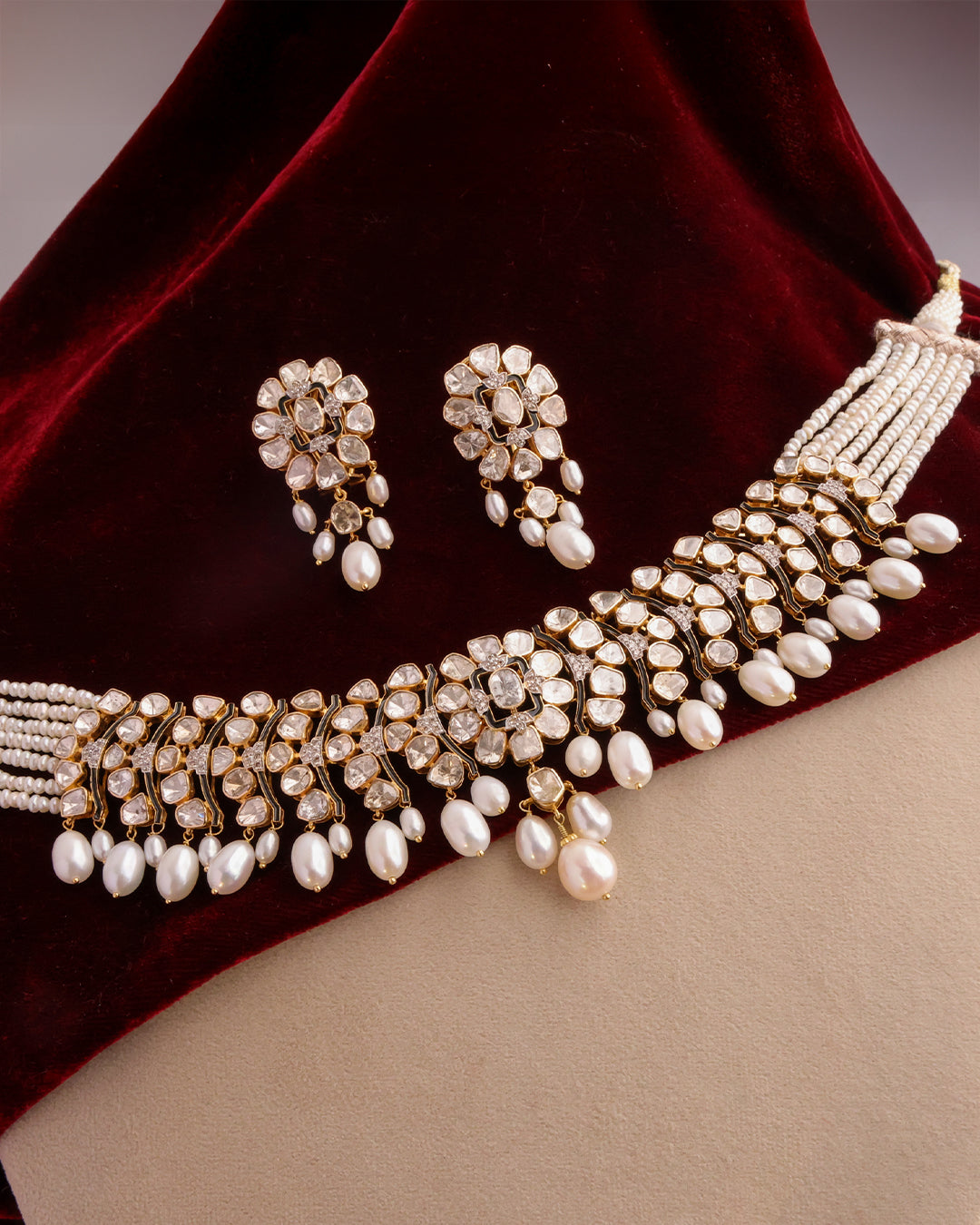 Lydia Polki And Diamond Long Earrings