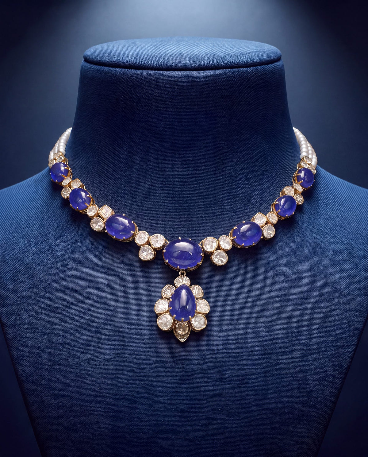 Nakshi Polki And Diamond Necklace