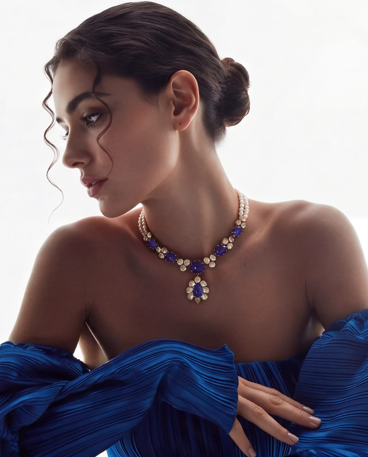 Nakshi Polki And Diamond Necklace