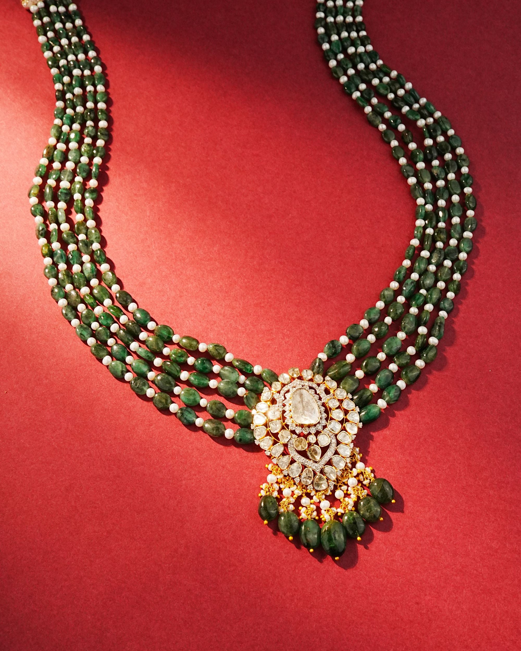 Keshika Polki And Diamond Bead Pendant