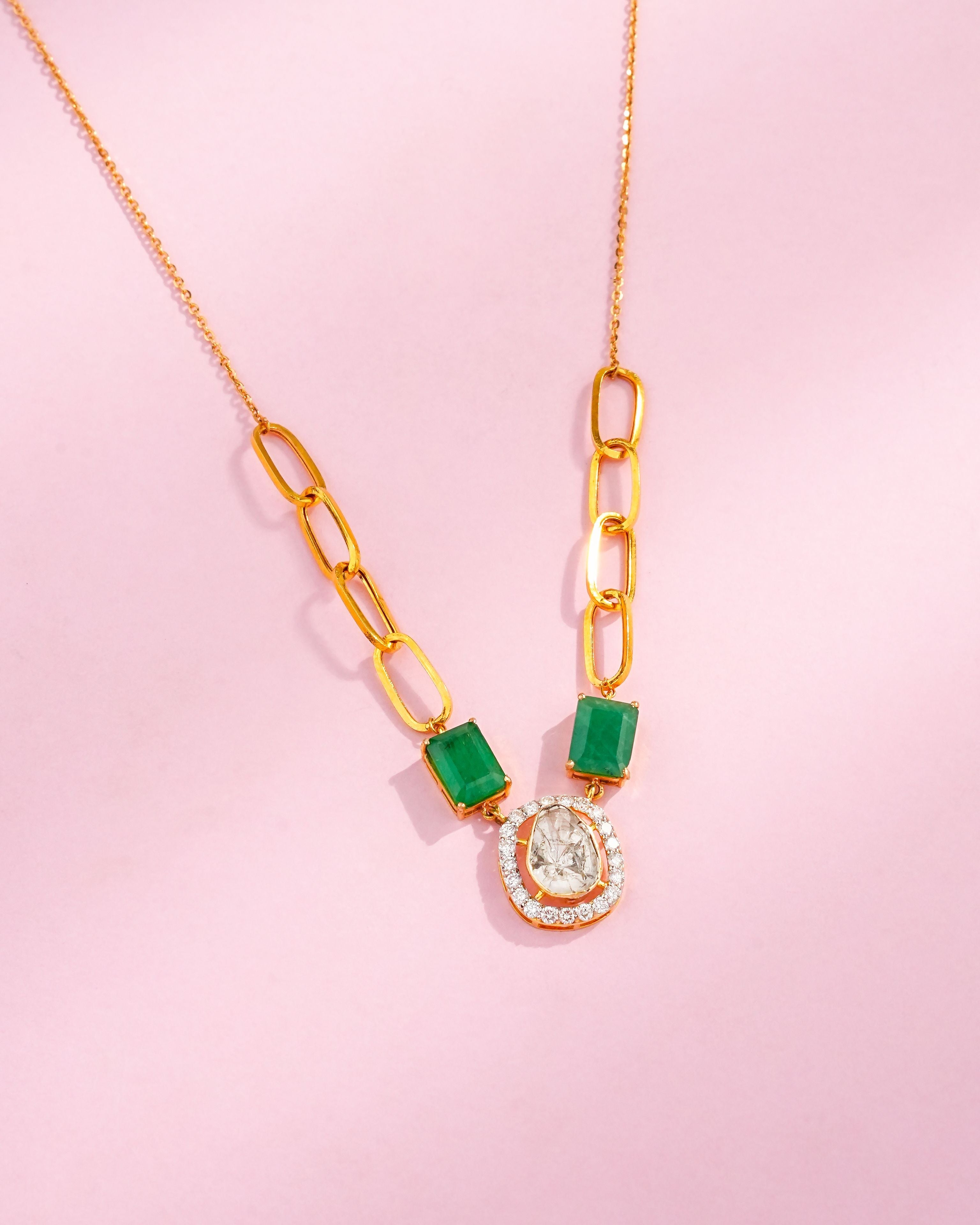 Ekta Polki And Diamond Pendant