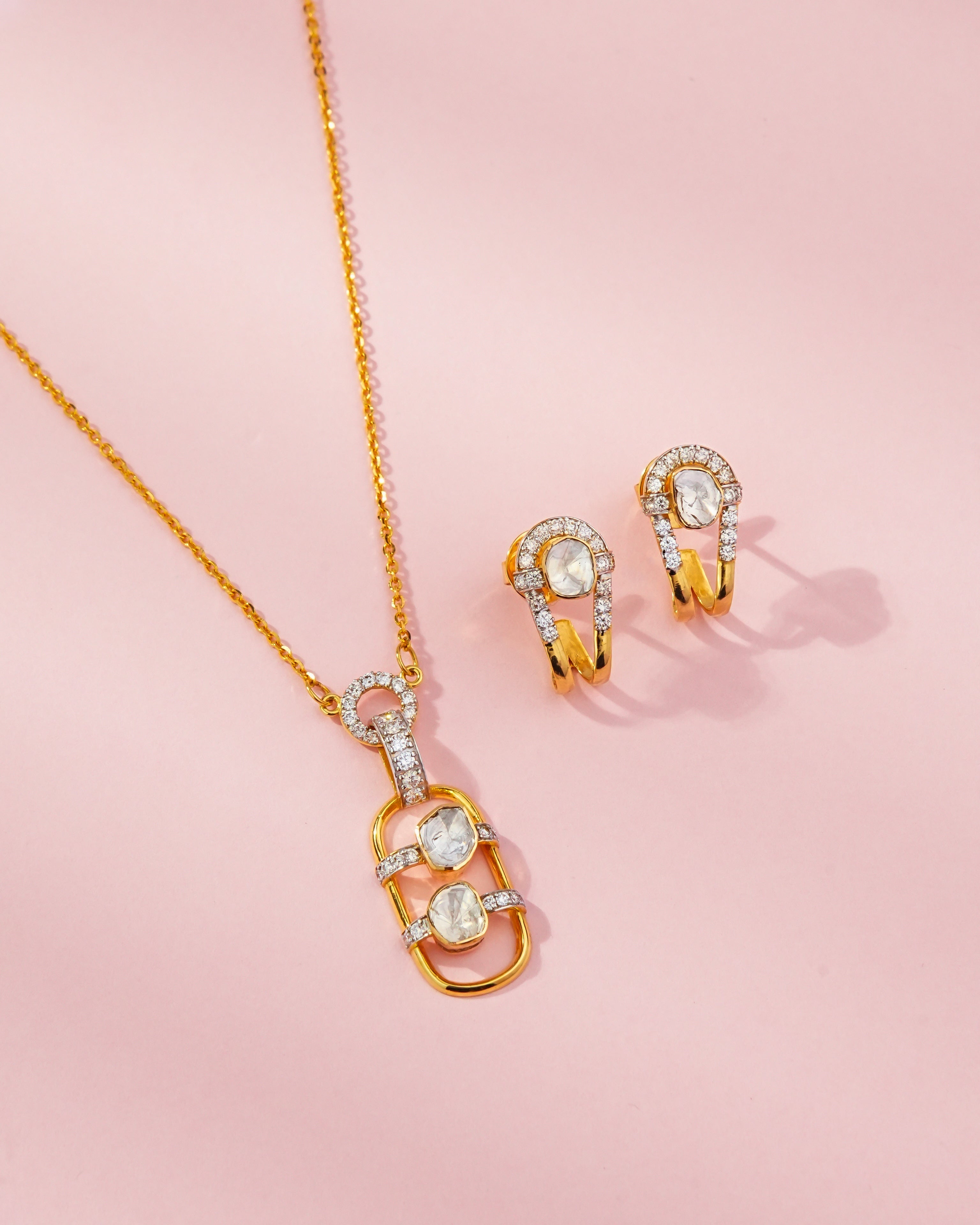 Hazel Polki And Diamond Hoops