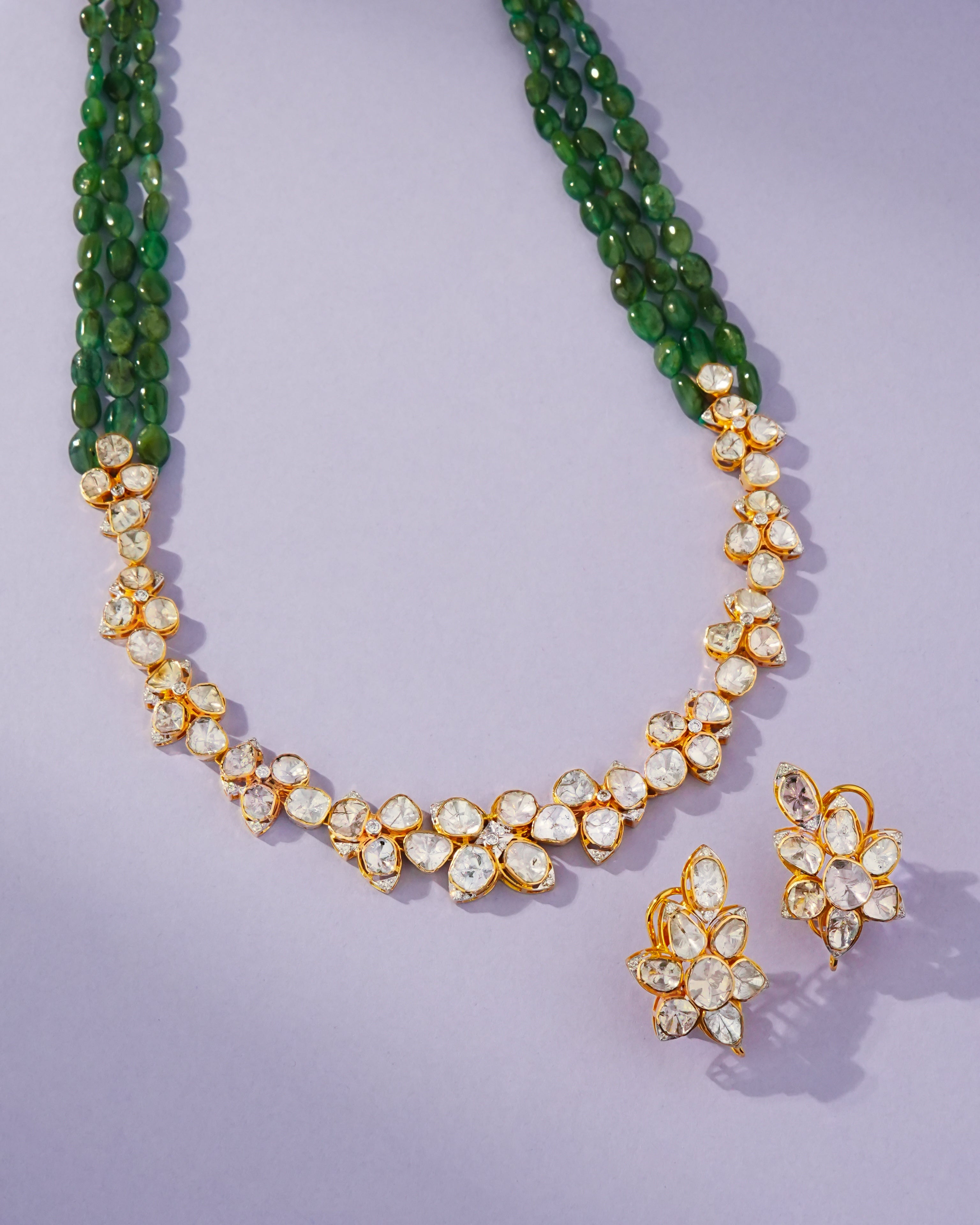 Fathima Polki And Diamond Necklace