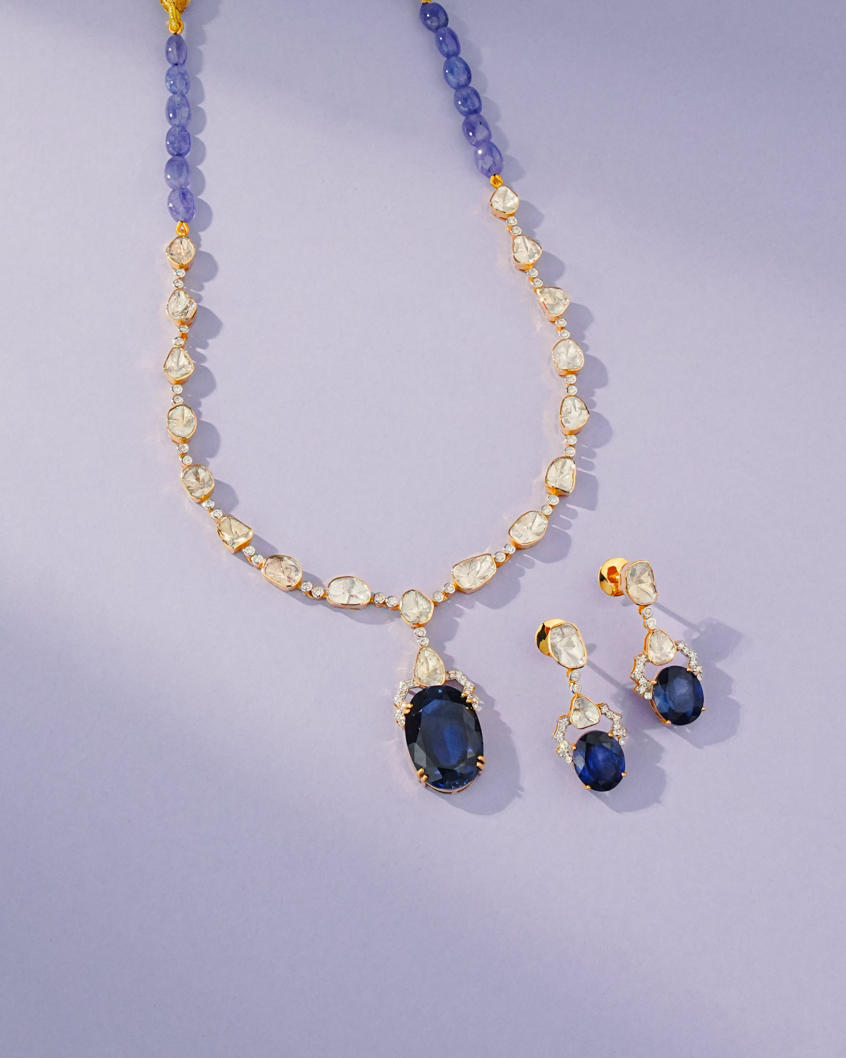 Tisya Polki And Diamond Long Earrings